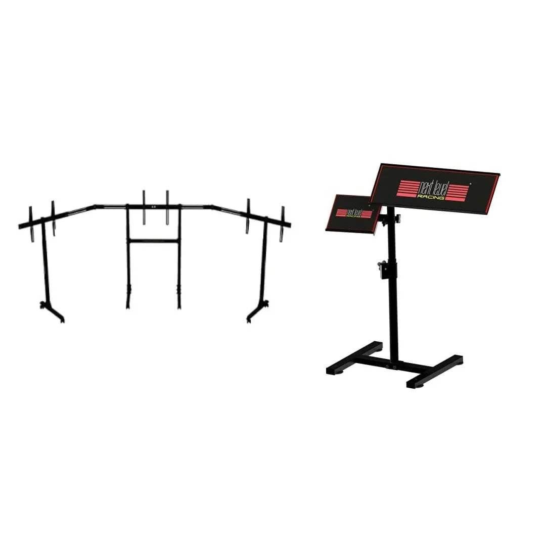 Next Level Racing Free Standing Triple Monitor Stand (NLR-A010) and Keyboard &amp; Mouse Tray (NLR-A012) Bundle