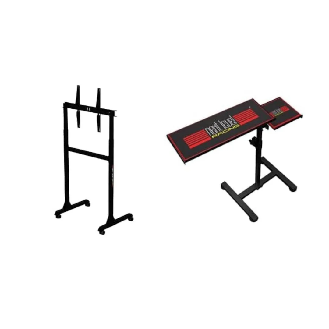 Next Level Racing Free Standing Single Monitor Stand (NLR-A011) and Keyboard and Mouse Tray (NLR-A012) Bundle