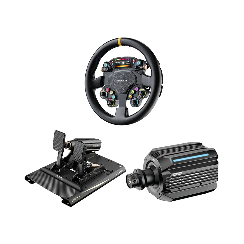 Moza Ultra Bundle: R21 Wheelbase + CRP2 Pedals + CS Pro Wheel Rim