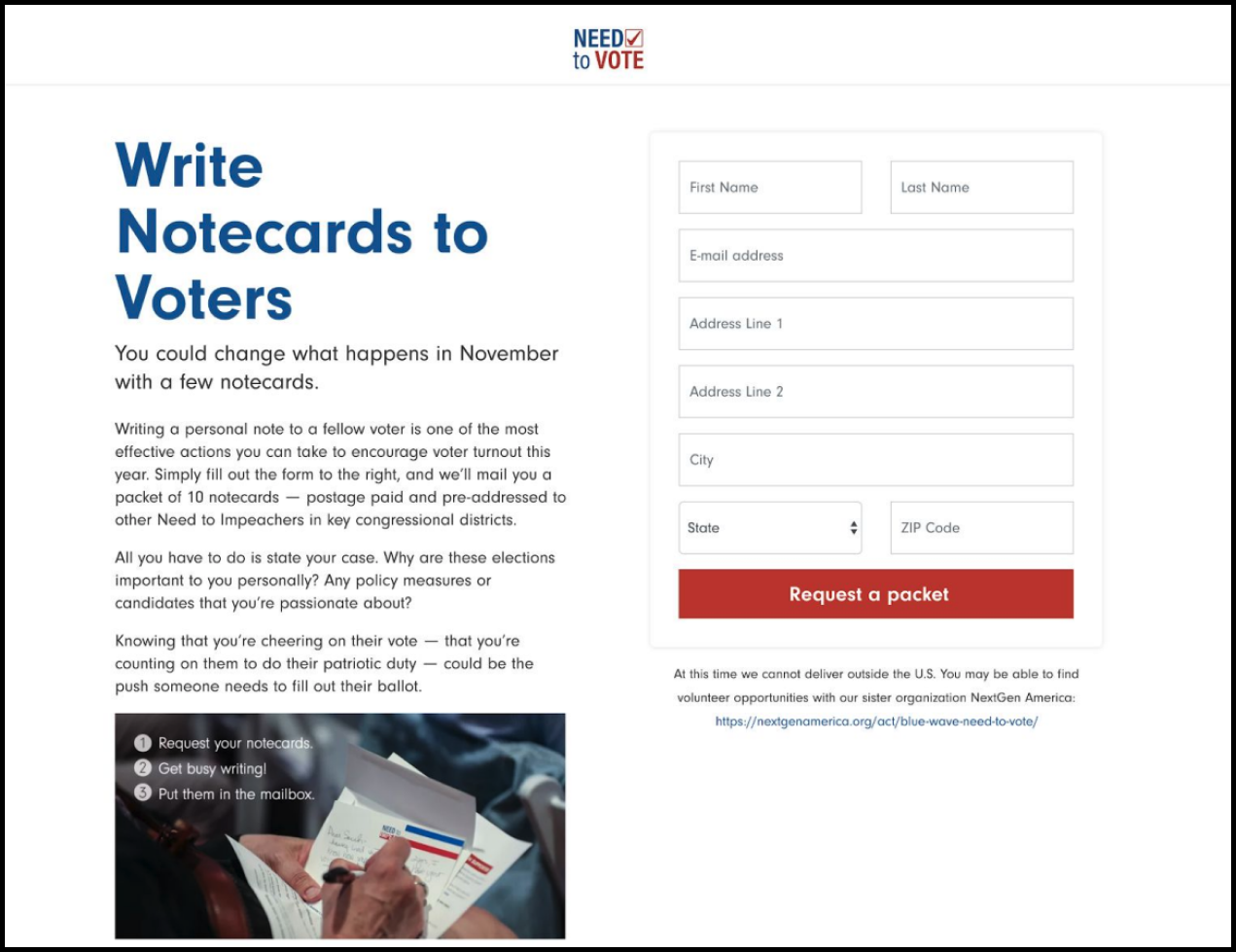 Need to Vote Website: Sign Up Form