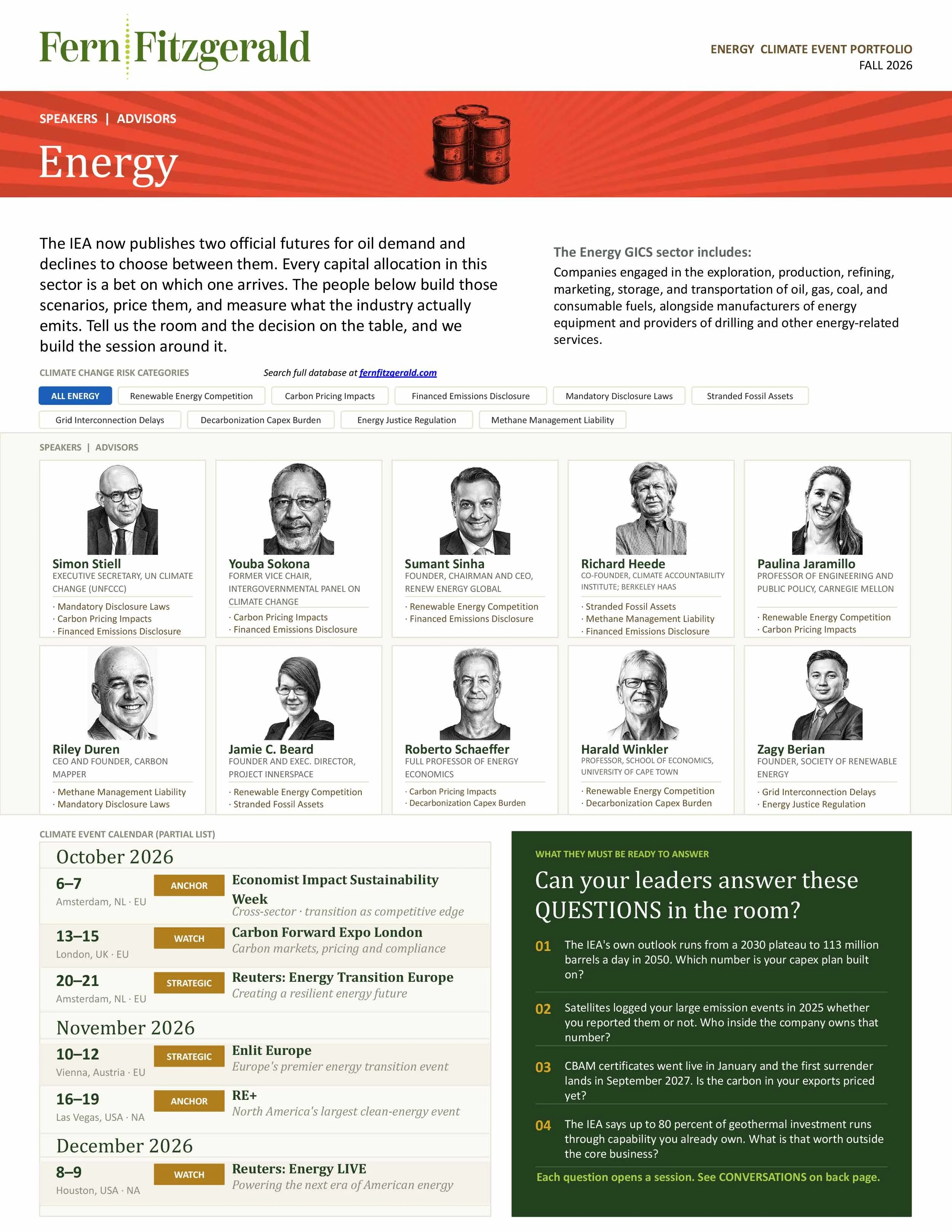 Energy Climate Event Portfolio Fall 2026