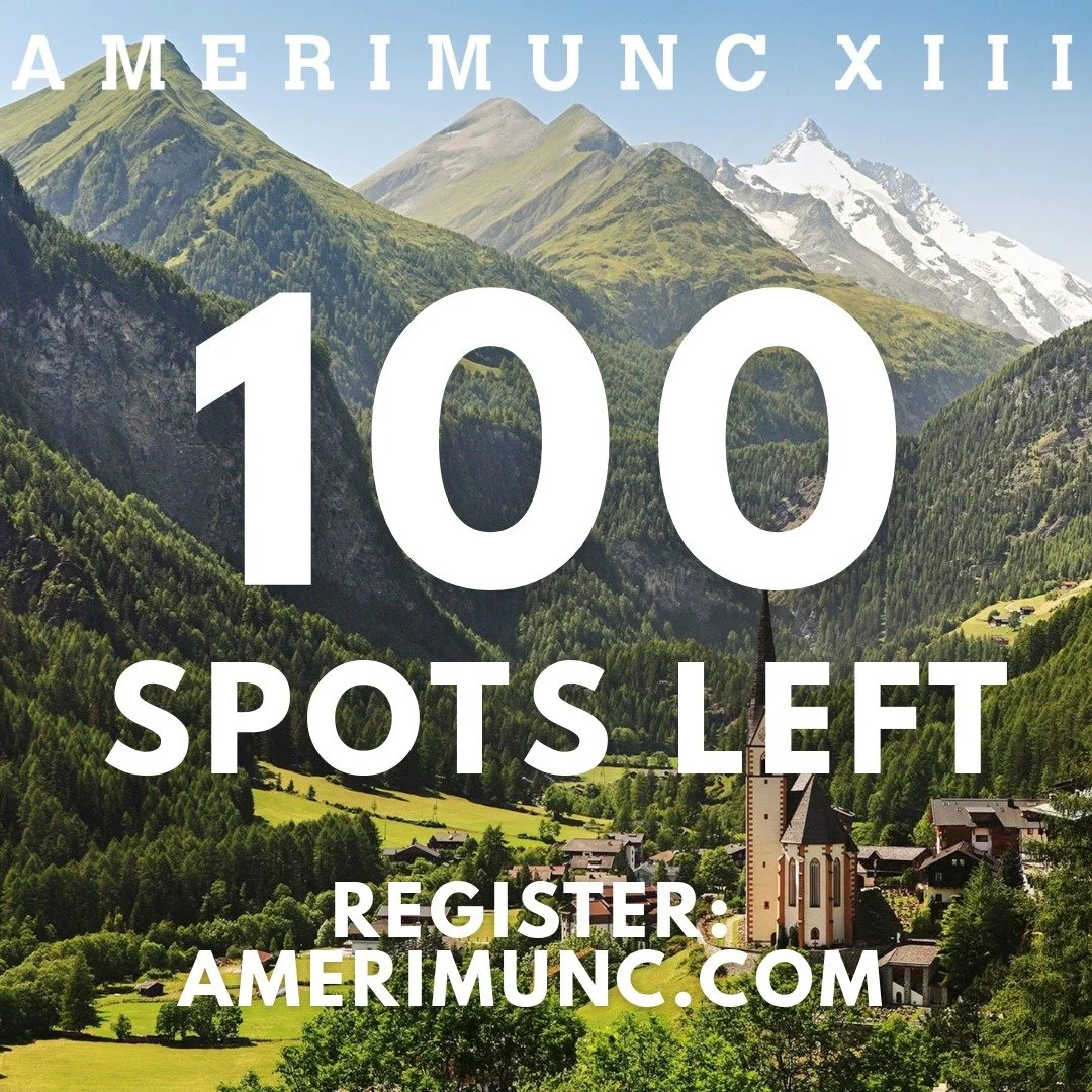 AmeriMUNC only has 100 spots left! Register for AmeriMUNC using the link in our bio.