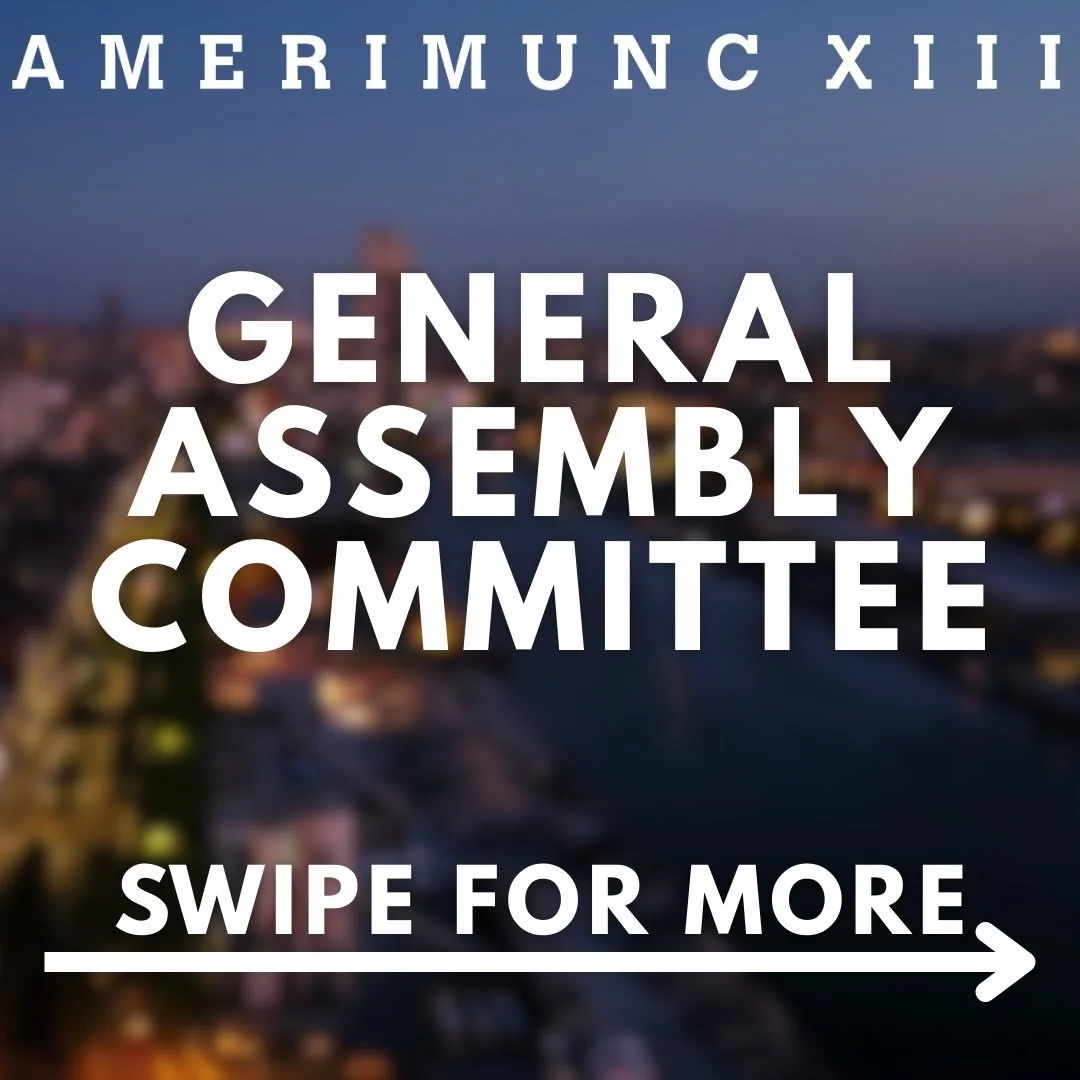 Get excited for AmeriMUNC XIII&rsquo;s General Assemblies, allowing you to engage with crucial questions of modern diplomacy! From tackling the refugee crisis and migrant smuggling in Europe to preparing our world for a new age of digital warfare and