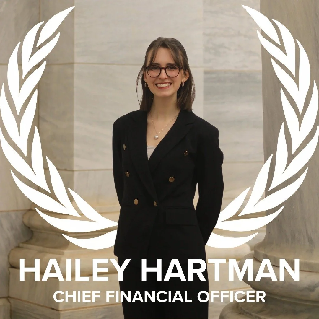Hello! My name is Hailey Hartman, and I am the Chief Financial Officer for AmeriMUNC XIII. I am a mathematics and economics major and a data science double major in my junior year. As the CFO, I manage the budget and work with operations to ensure th