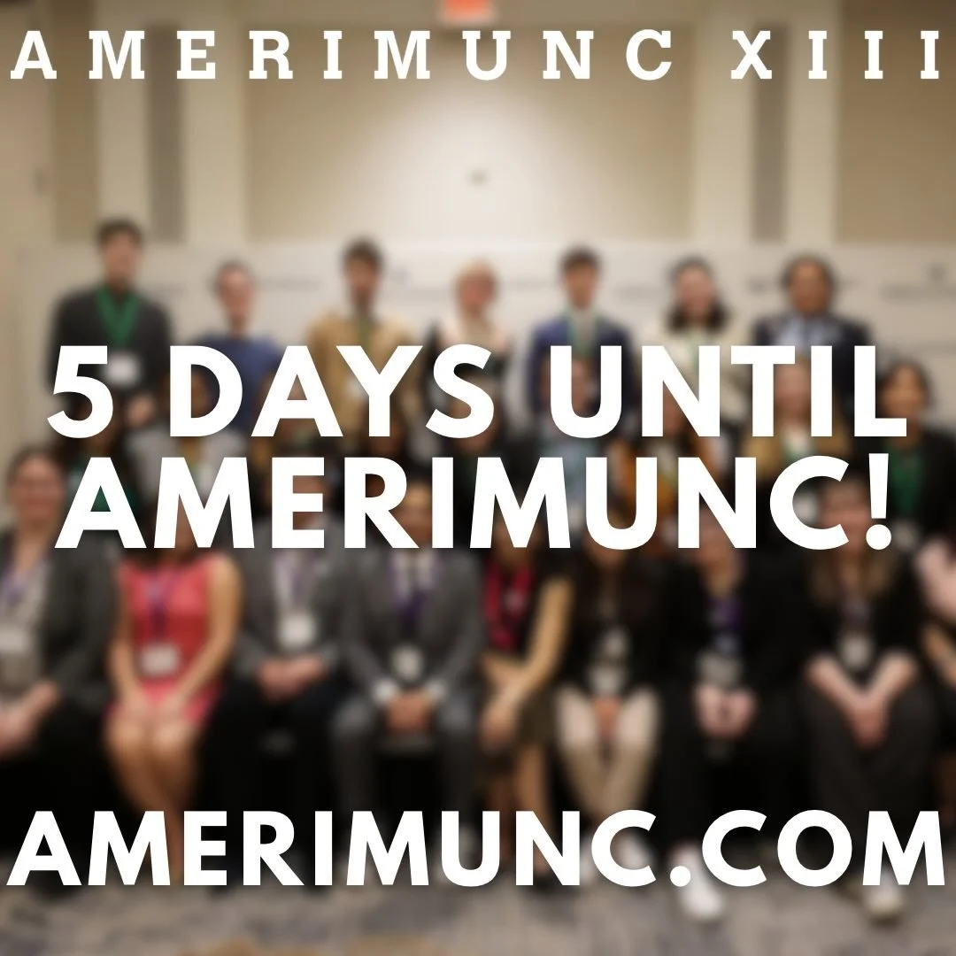 5 days left until the start of AmeriMUNC XIII!! 

Visit amerimunc.com for more information 

#amerimunc #au #americanuniversity #5 #5days
