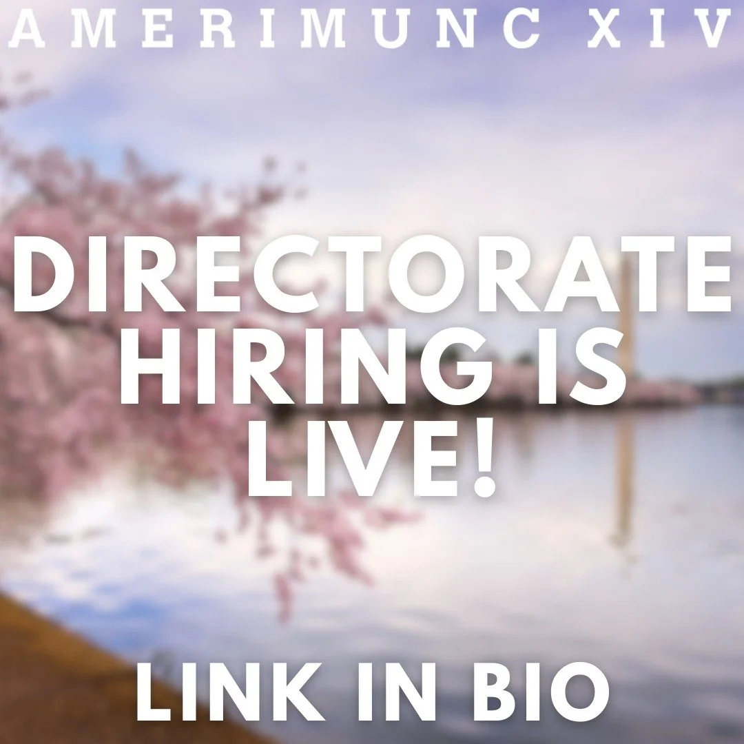 Directorate Hiring for AmeriMUNC XIV and WIRC XIV is live! 

Apply at the link in the bio!

#amerimunc #au #WIRC #apply #directorate