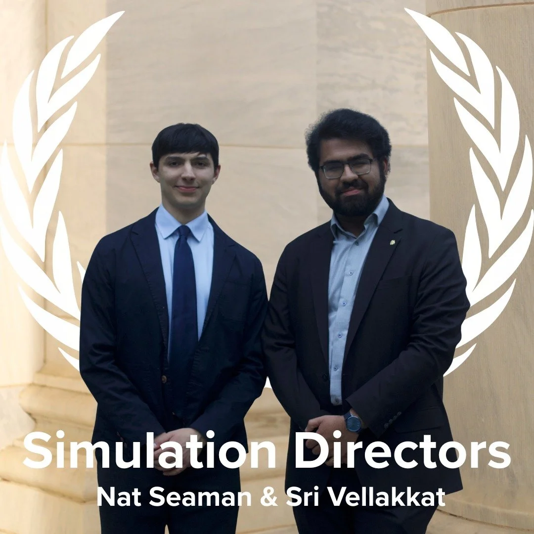 Introducing the next members of our Secretariat: Simulation Directors Nat Seaman and Sri Vellakkat, who are developing your crisis and interconnected simulations!

Nat Seaman: &ldquo;My name is Nat Seaman and I have the privilege of being one of the 