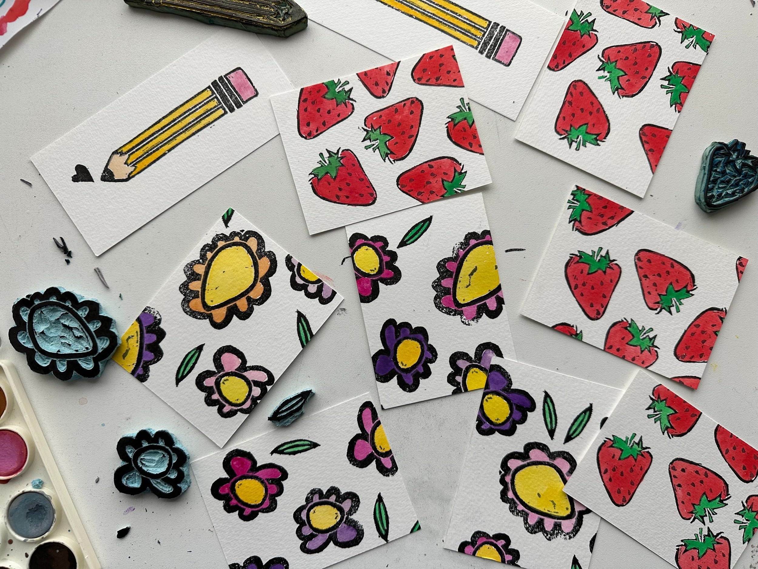 stamps + watercolor = treats