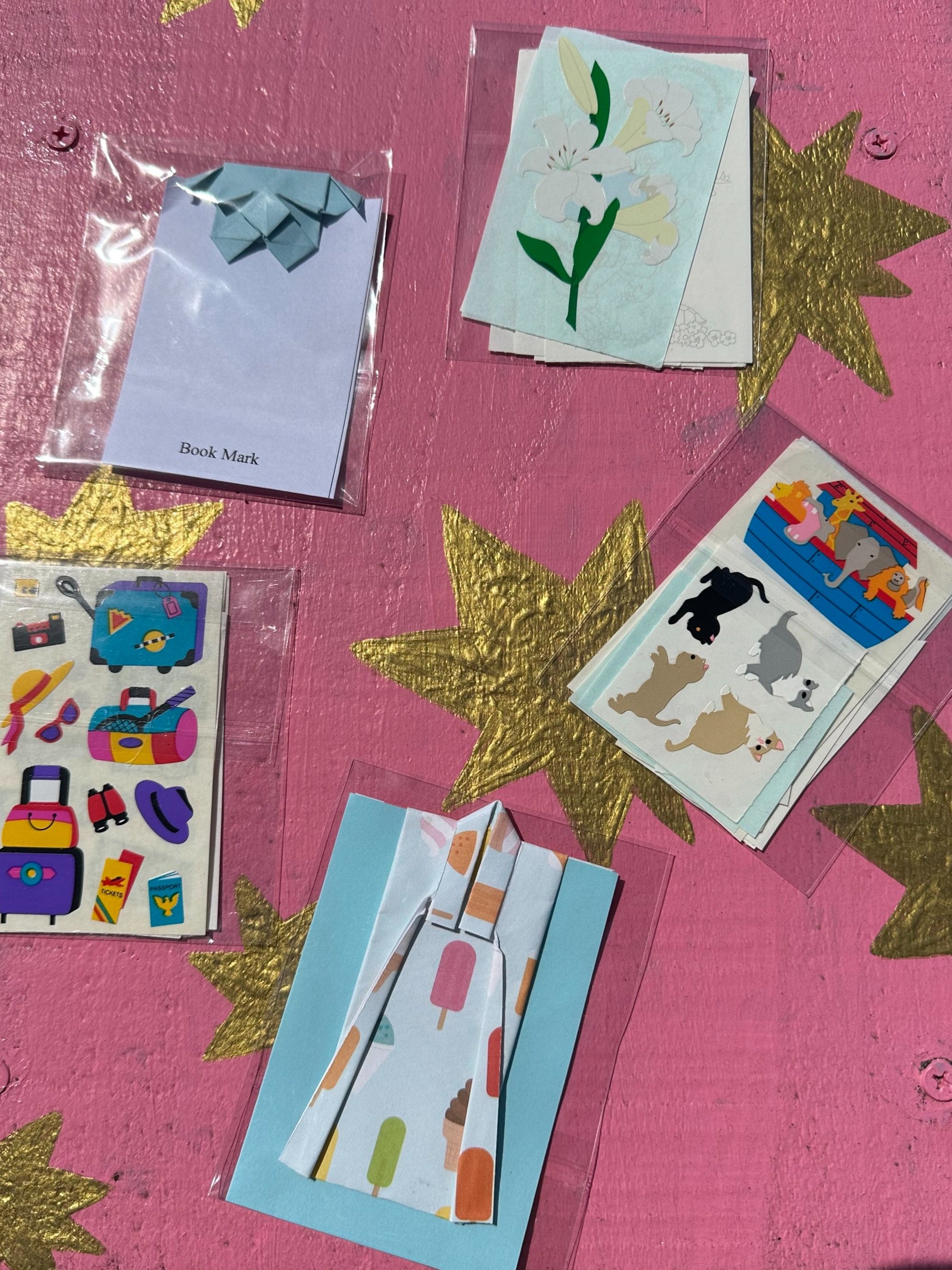 new origami bookmarks and mrs. grossman's stickers?!?! WOW, what a day!!