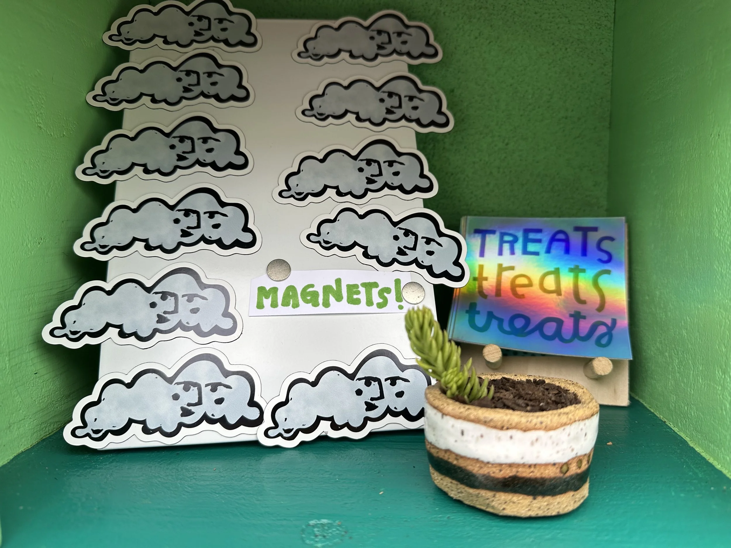 the plant pots went quick! magnets back in the mix...