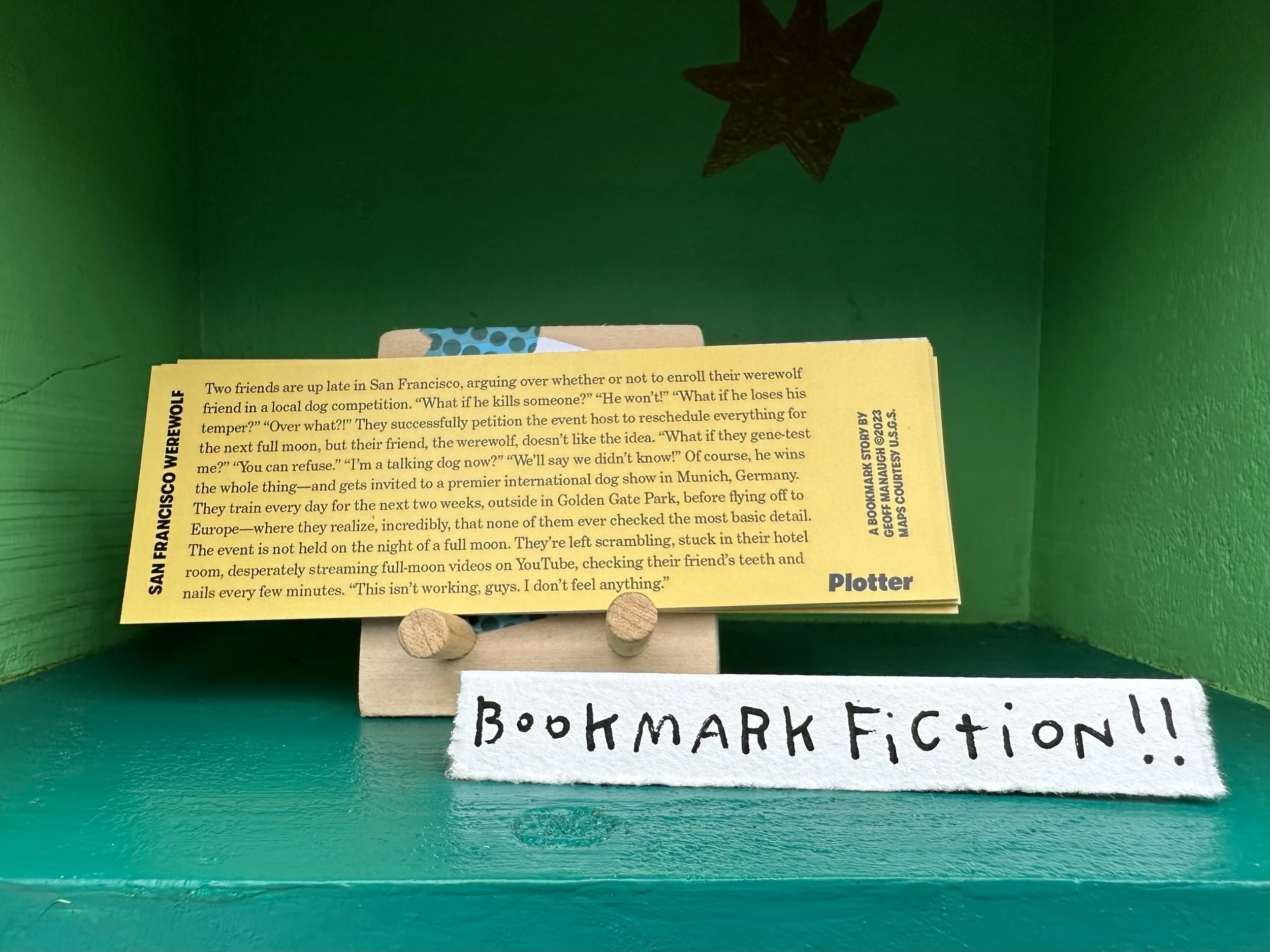 big day! a v talented pal wrote a series of bookmark fiction, specifically for treats. so excited to introduce these to the neighborhood! this is the first of four...