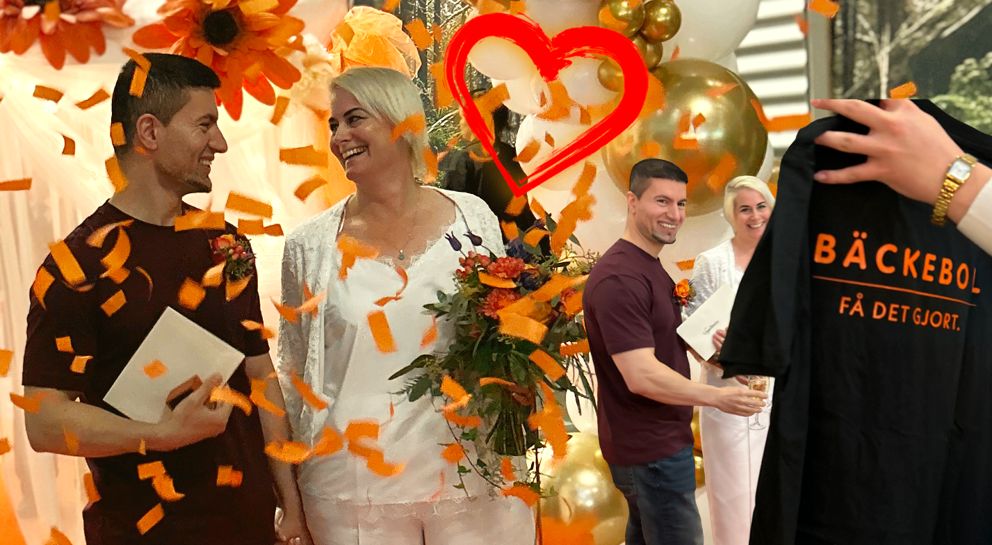 Nykära Jessica och Ahmed fick bröllopet gjort hos Bäckebol 