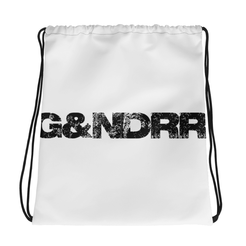 White drawstring G&NDRR bag.