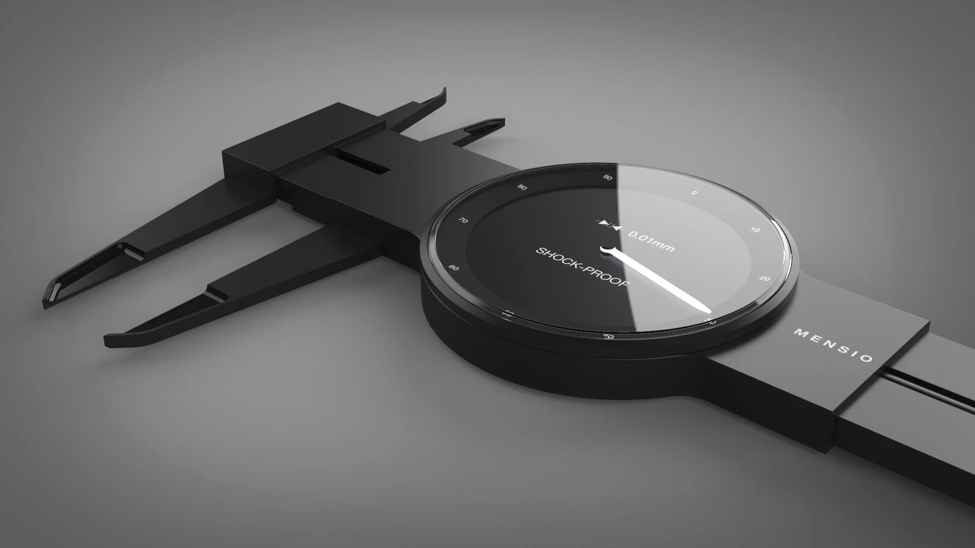 Measuring Tool Mensio designed by Studio Kai Rump, product shown on grey surface.