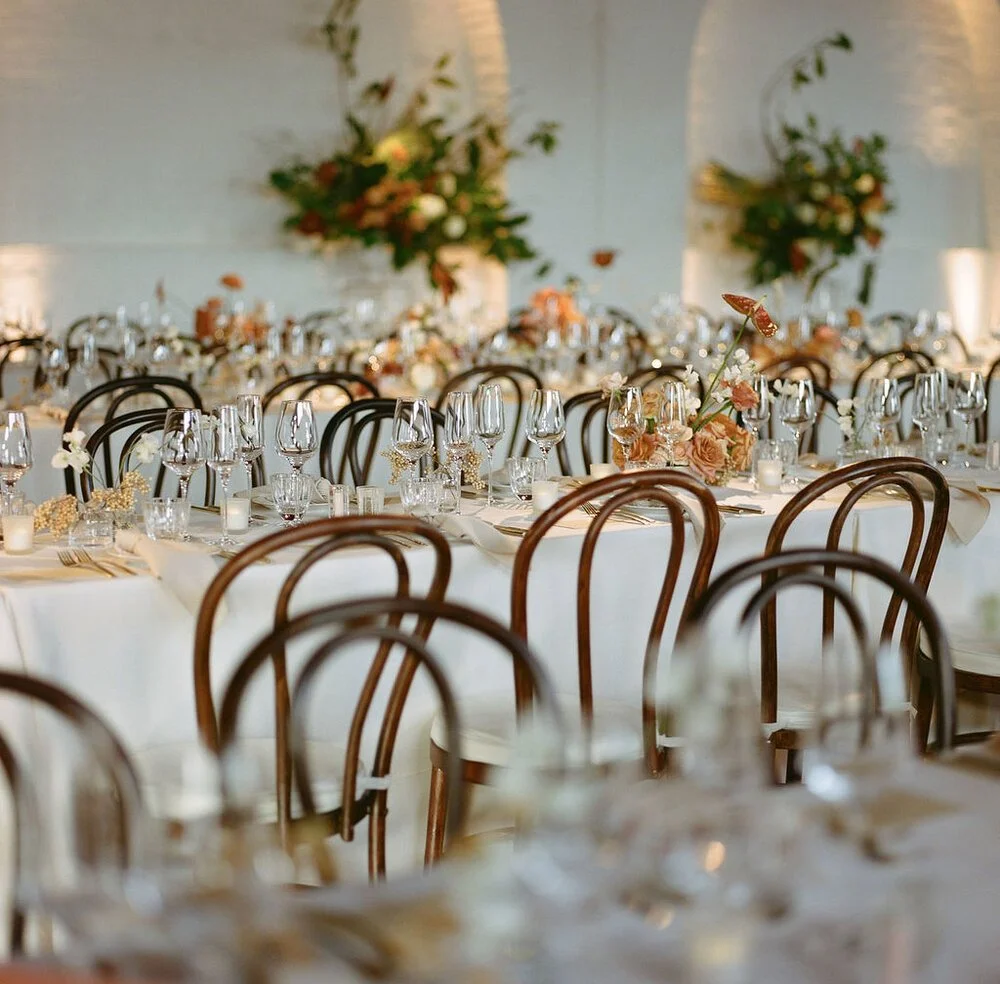 Wedding breakfast set up at Trinity Buoy Wharf