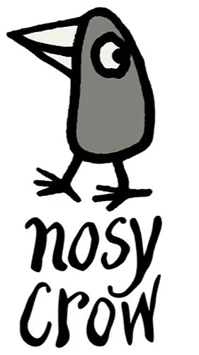 A cartoon drawing of a bird with a large eye and a pointed beak, with the text "Nosy Crow" written below.