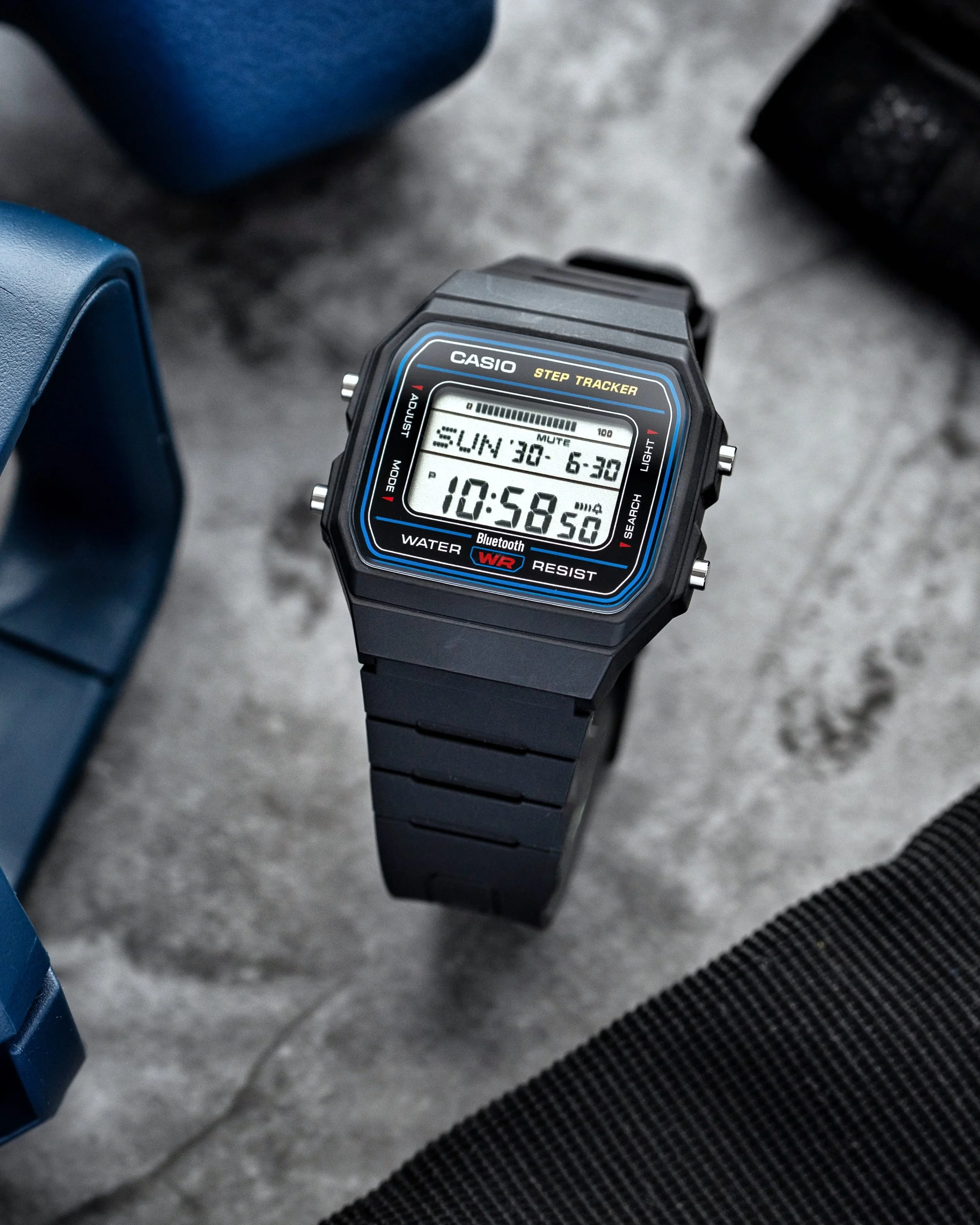 Casio F-B100W-1AJF black digital watch with Bluetooth and step tracker