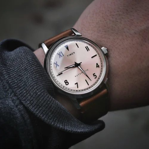 marlin automatic day date 40mm leather strap watch