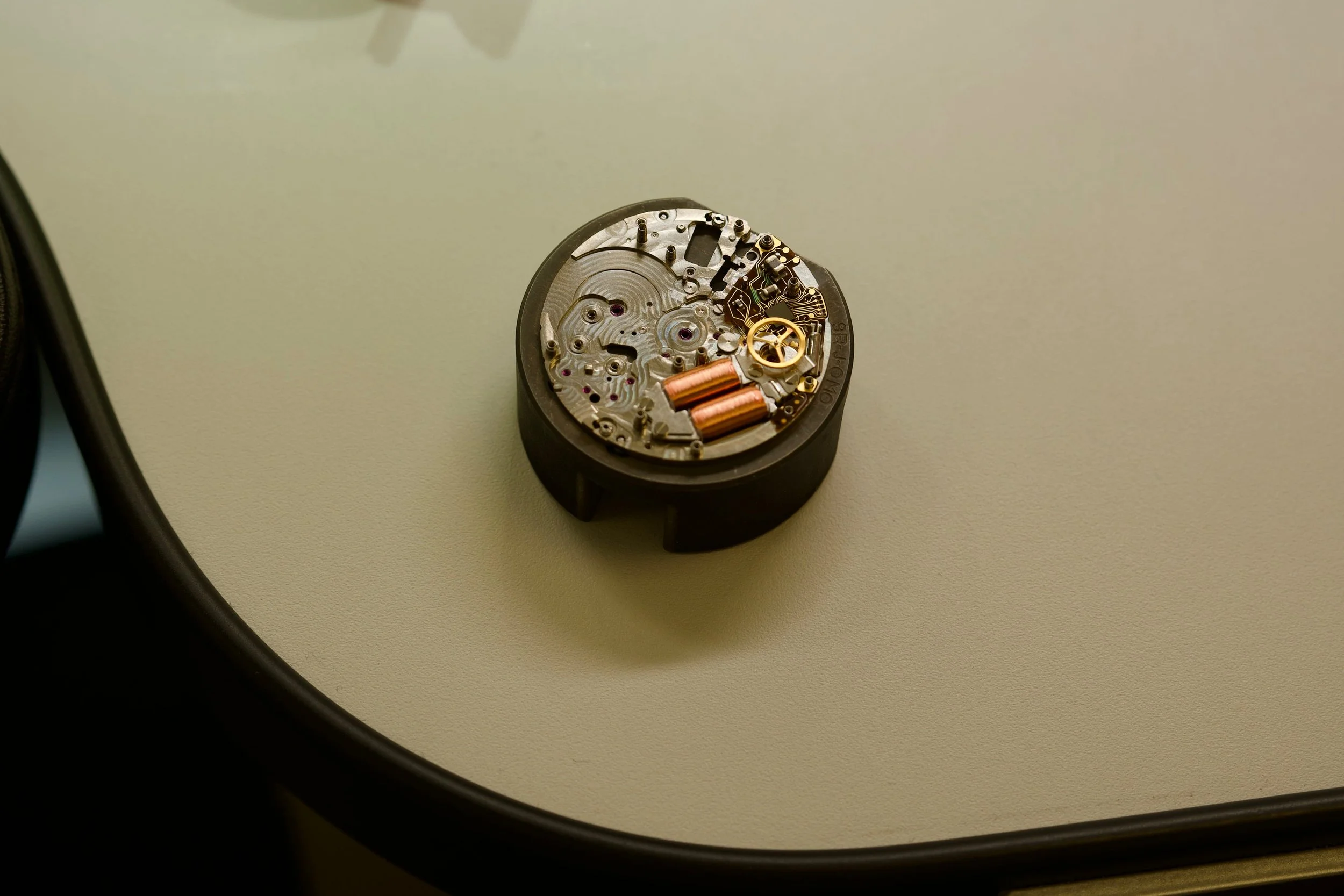 Grand Seiko Spring Drive movement shown during the Seiko UK workshop tour.