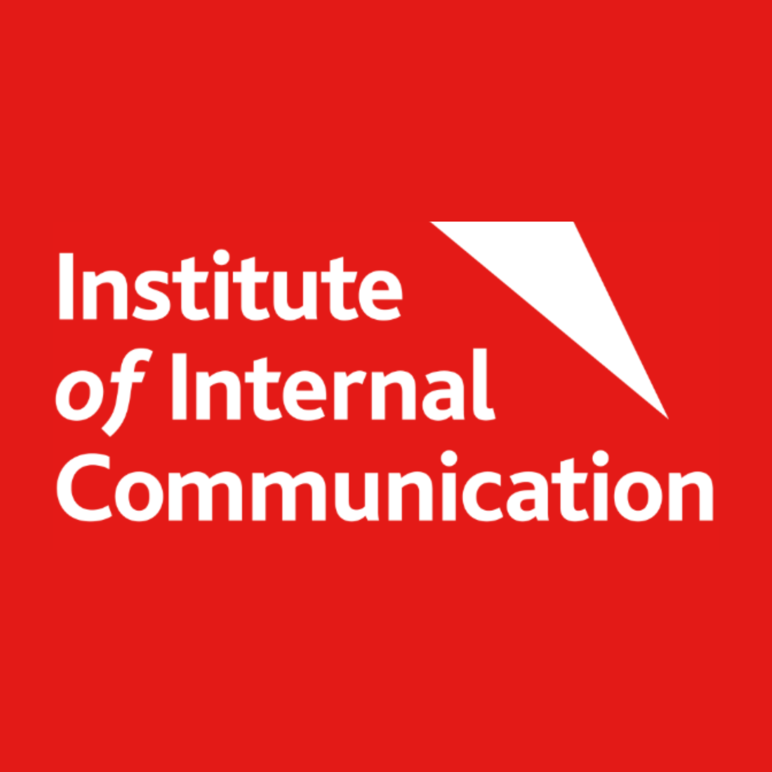 Red background with white text that reads 'Institute of Internal Communication' and a white geometric triangle in the top right corner.