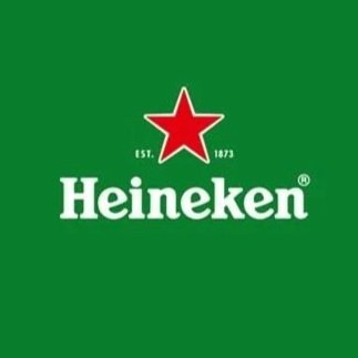 Heineken logo with green background, red star, and white text