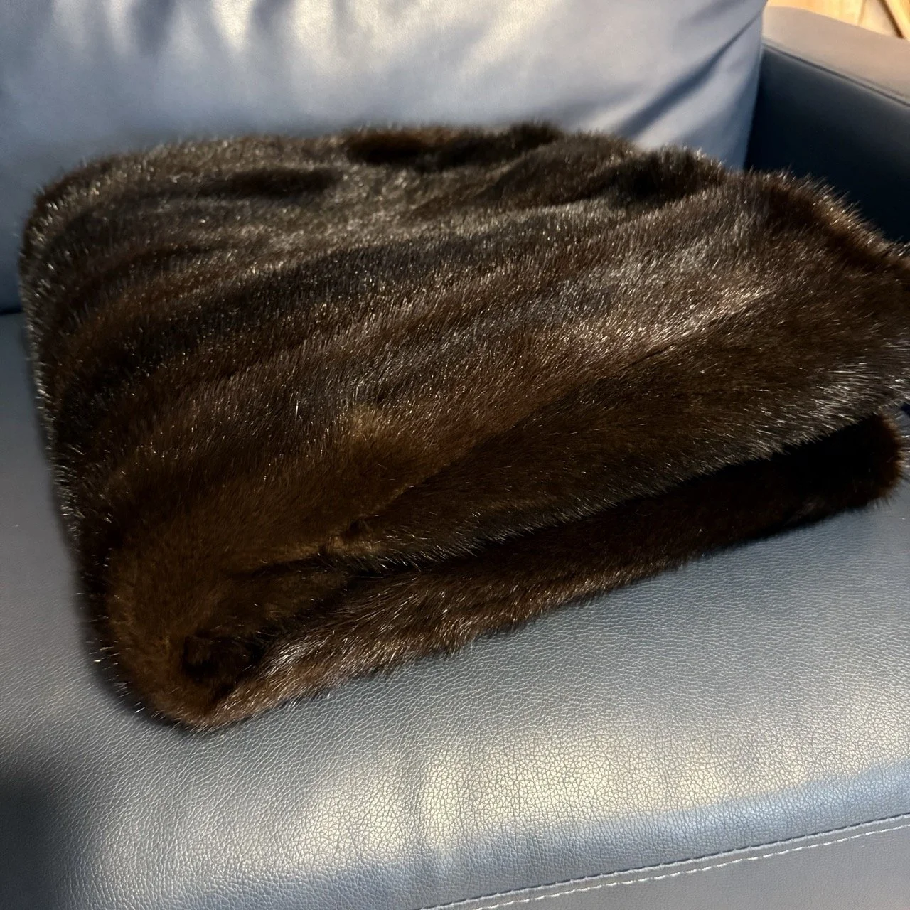 Mink coat repurposed throw blanket