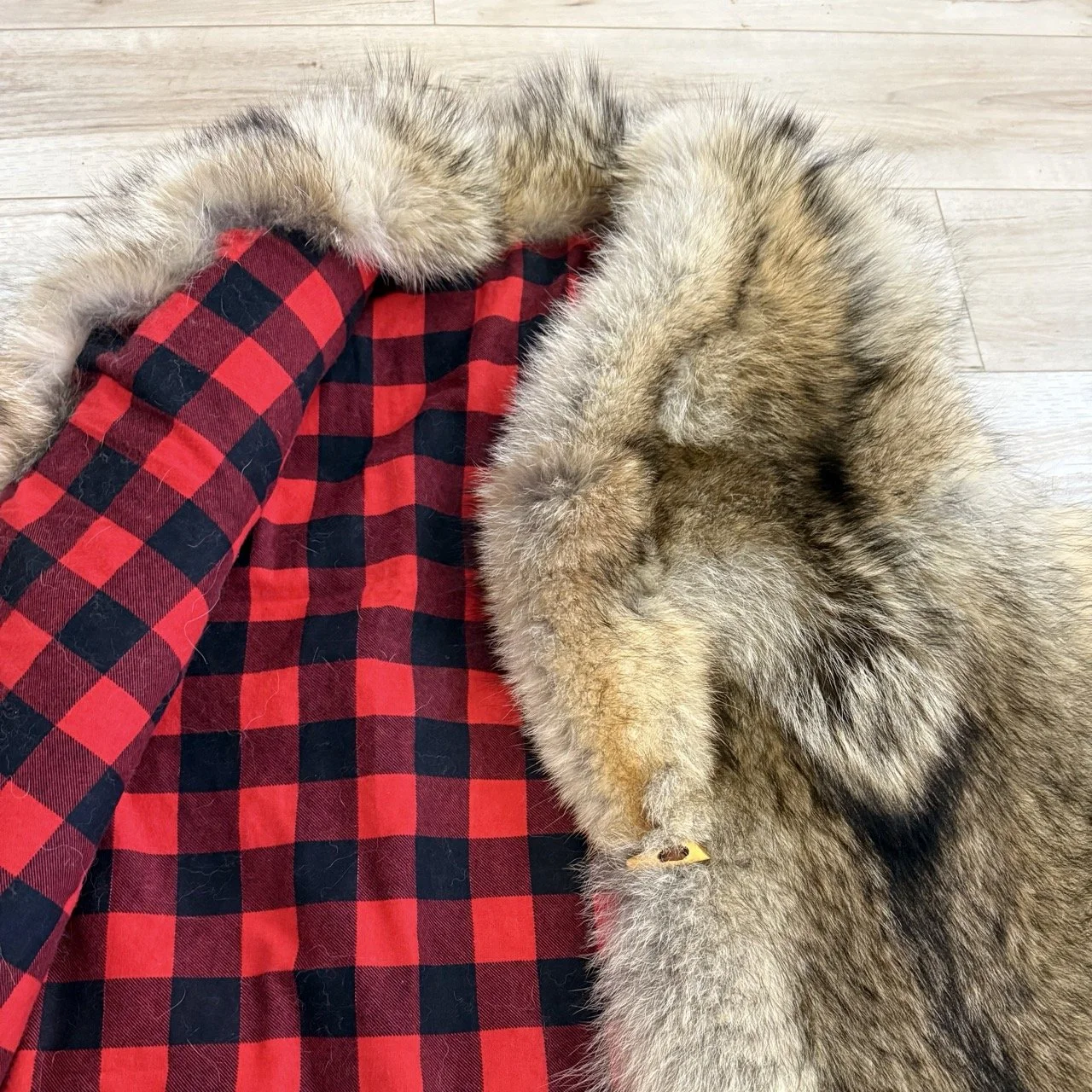 coyote fur vest plaid flannel liner