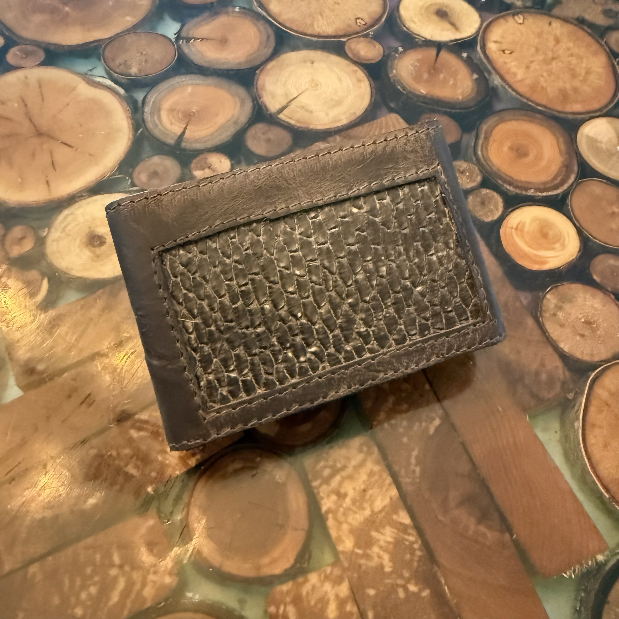 Beaver tail and leather cigarette pack holder, with lighter loop