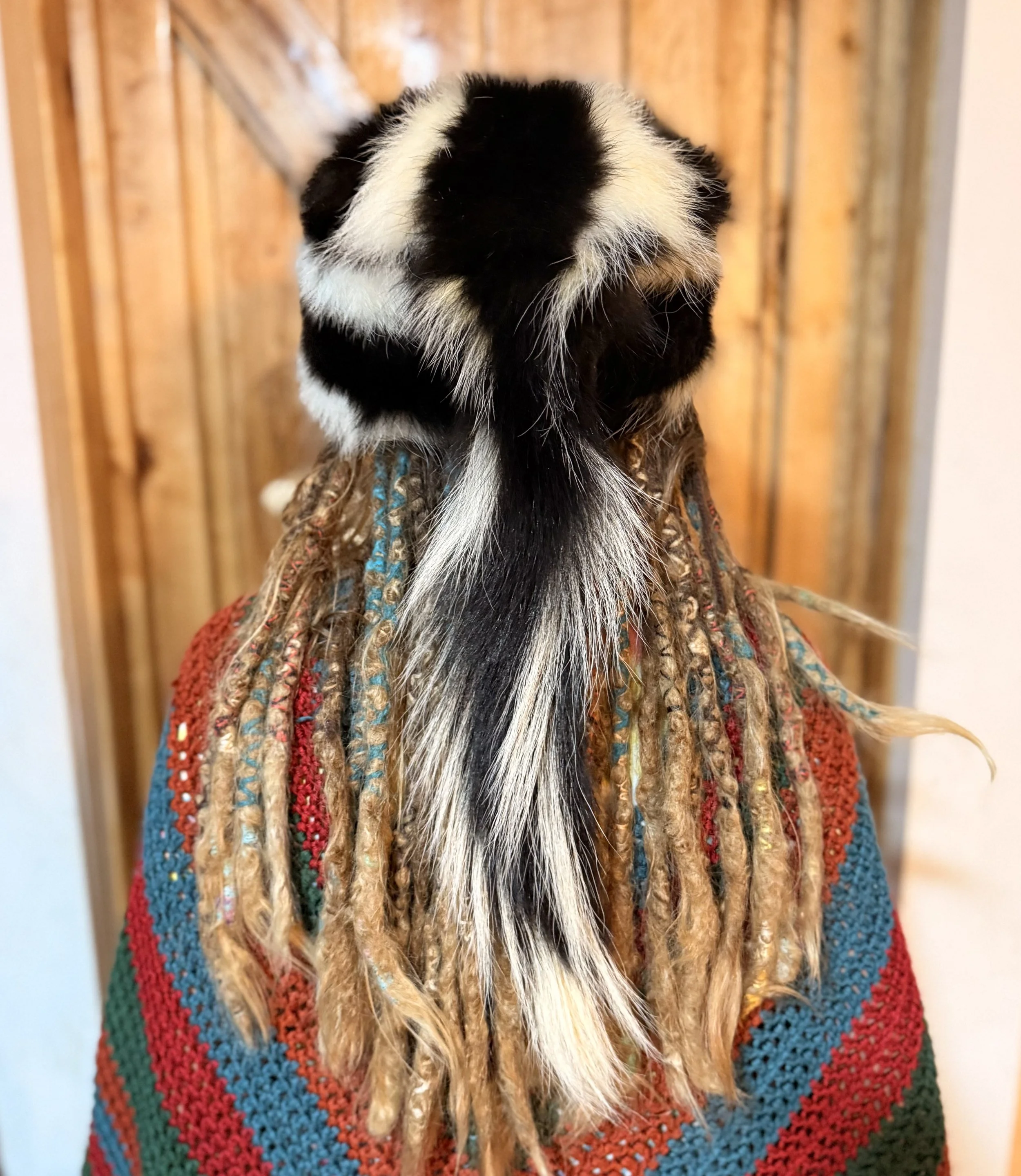 Skunk classic hat with tail and face, eyes added