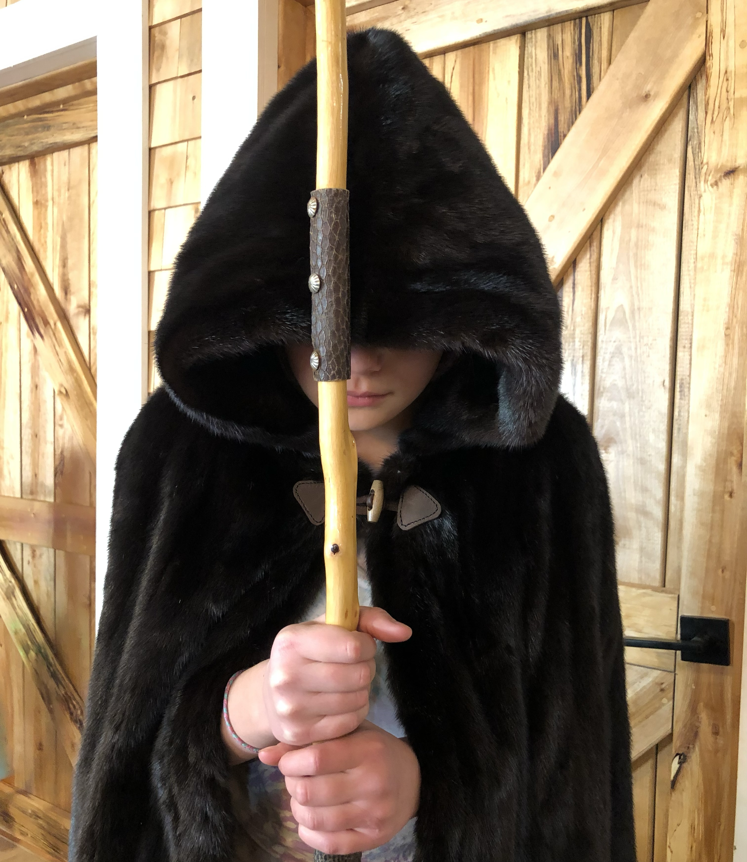 Old mink coat repurposed into a cloak
