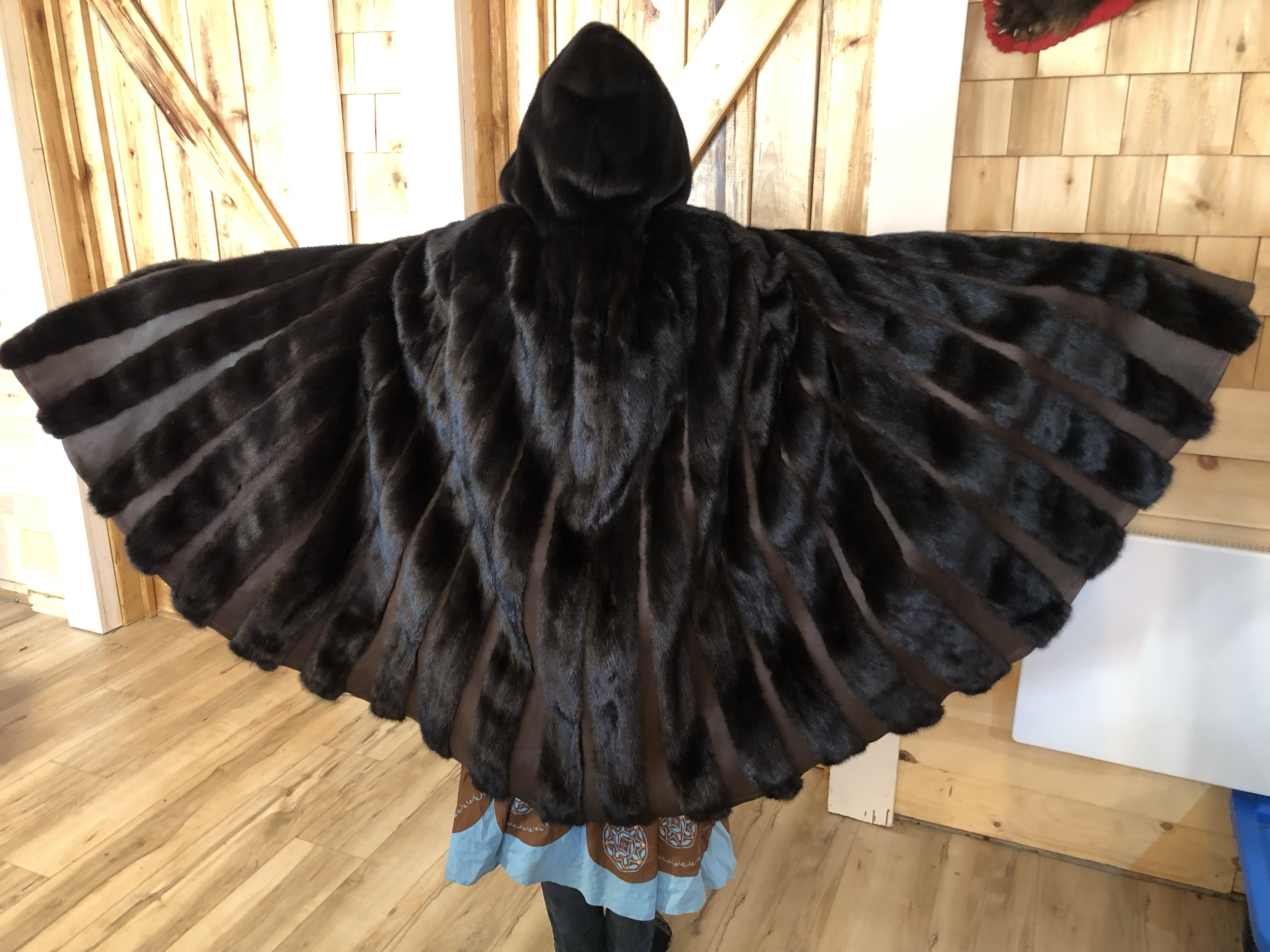 Old mink coat repurposed into a cloak