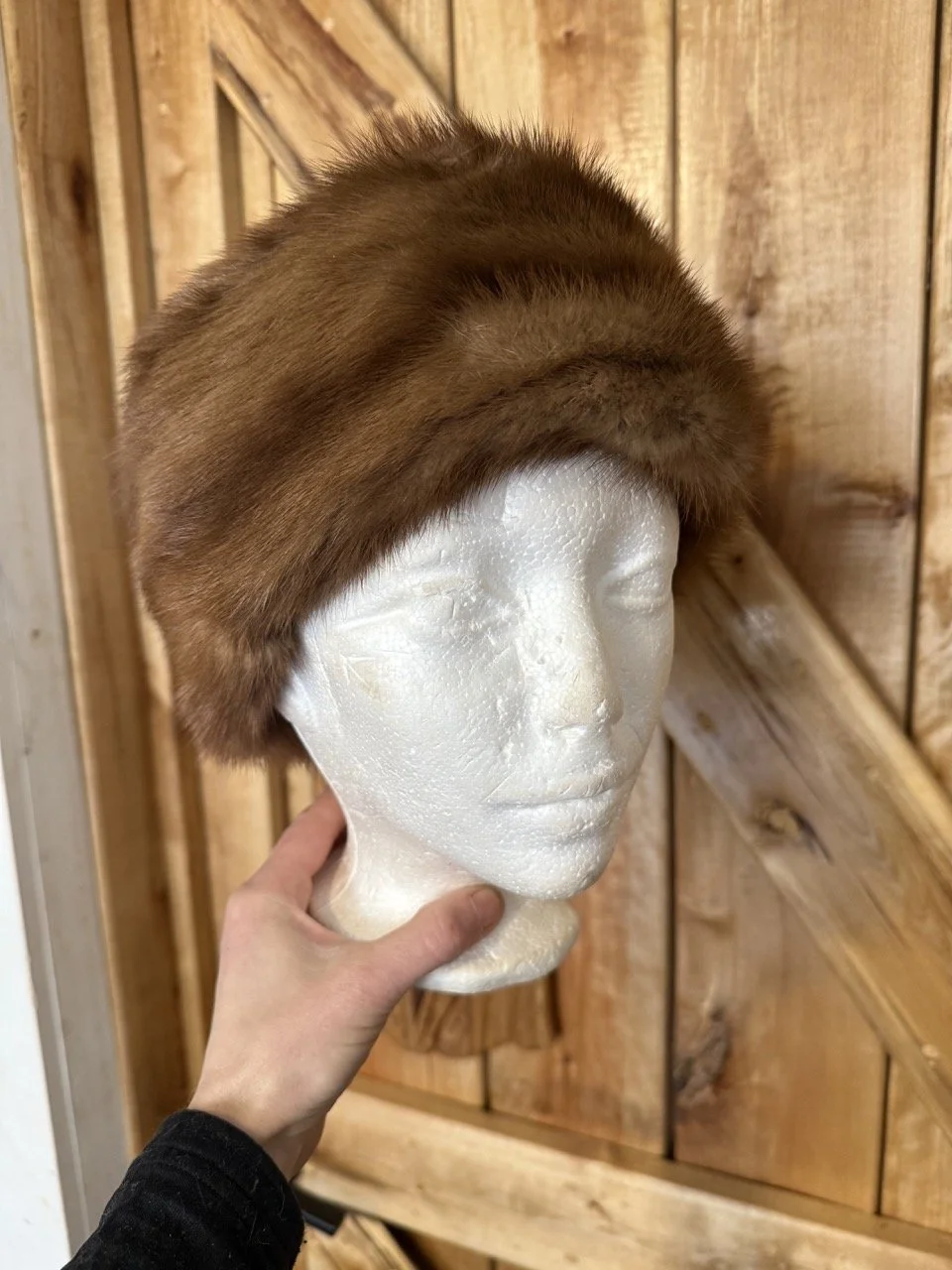 classic vintage mink hat, repurposed from a mink coat