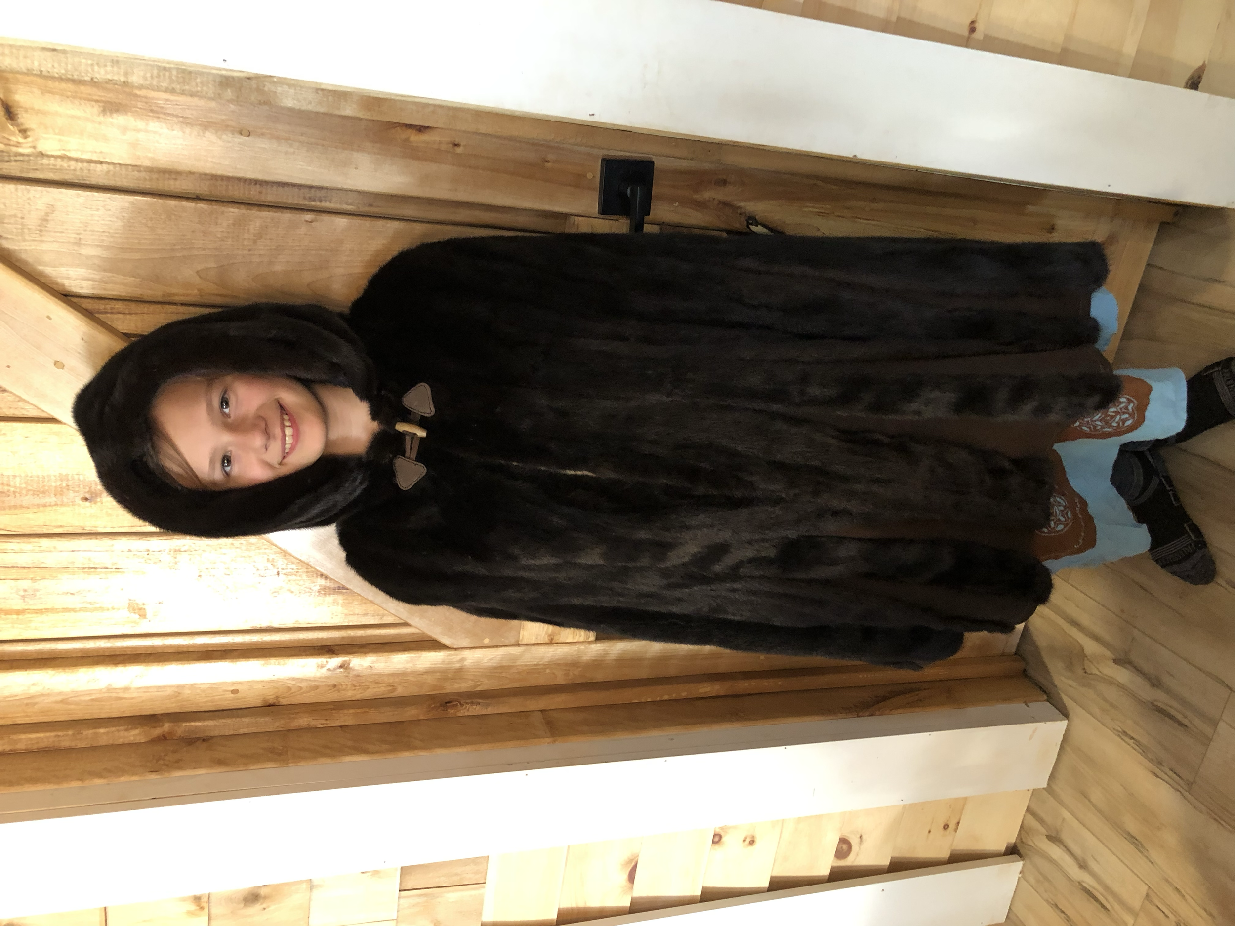 Old mink coat repurposed into a cloak
