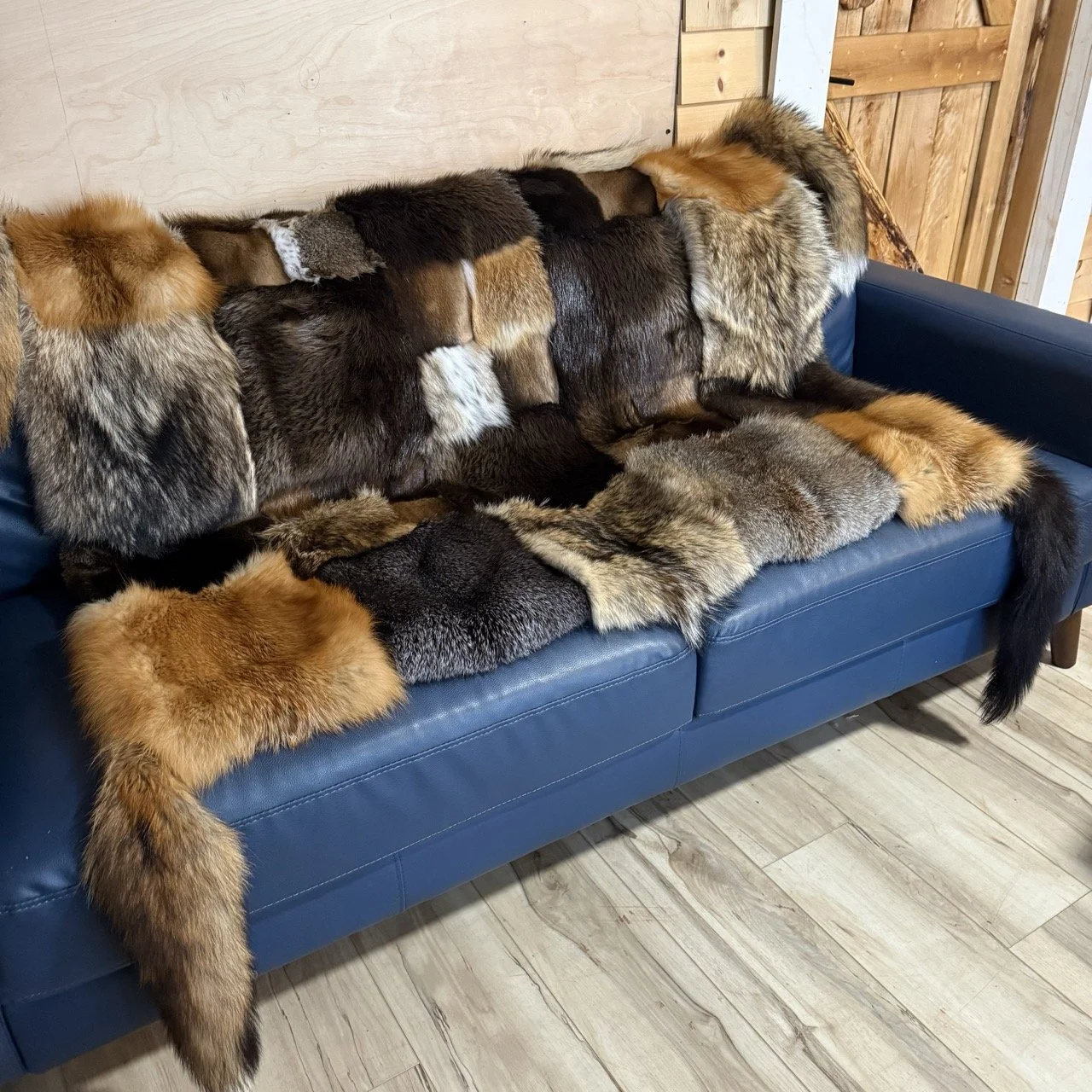 Couch Throw Fur Quilt, with tails