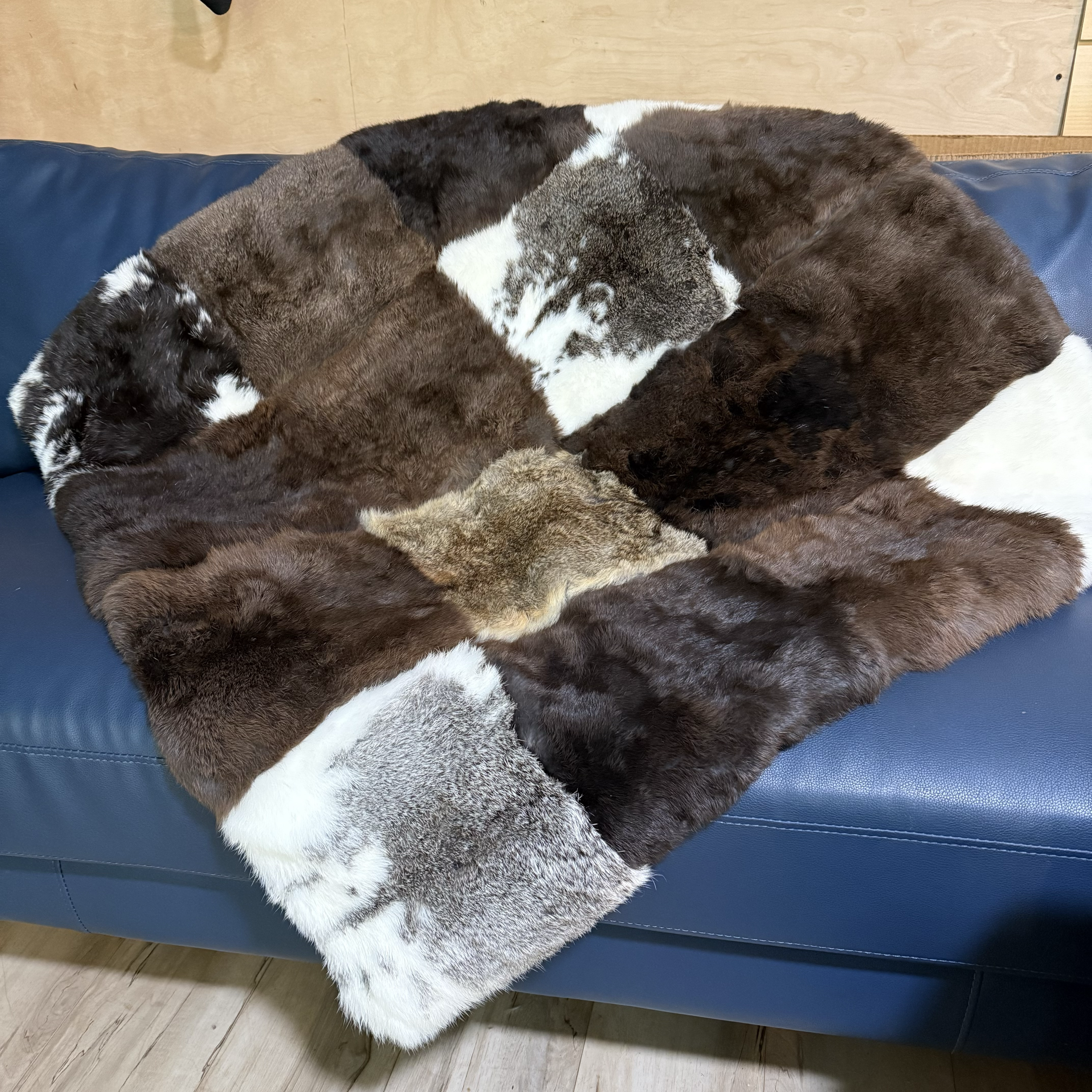Rabbit fur quilt throw blanket