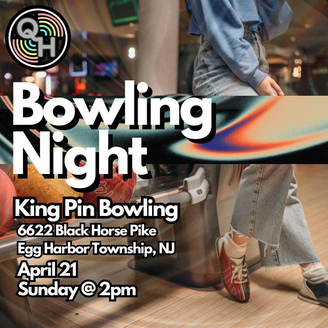 🌈✨🎳 Lets go Bowling! 🎳✨🌈

📍 Where: King Pin Bowling, 6622 Black Horse Pike, Egg Harbor Township, NJ
🗓️ When: April 21st, Sunday @ 2pm

Join us for a fabulous afternoon at King Pin Bowling! We've reserved 30 spots exclusively for our Queer Heade