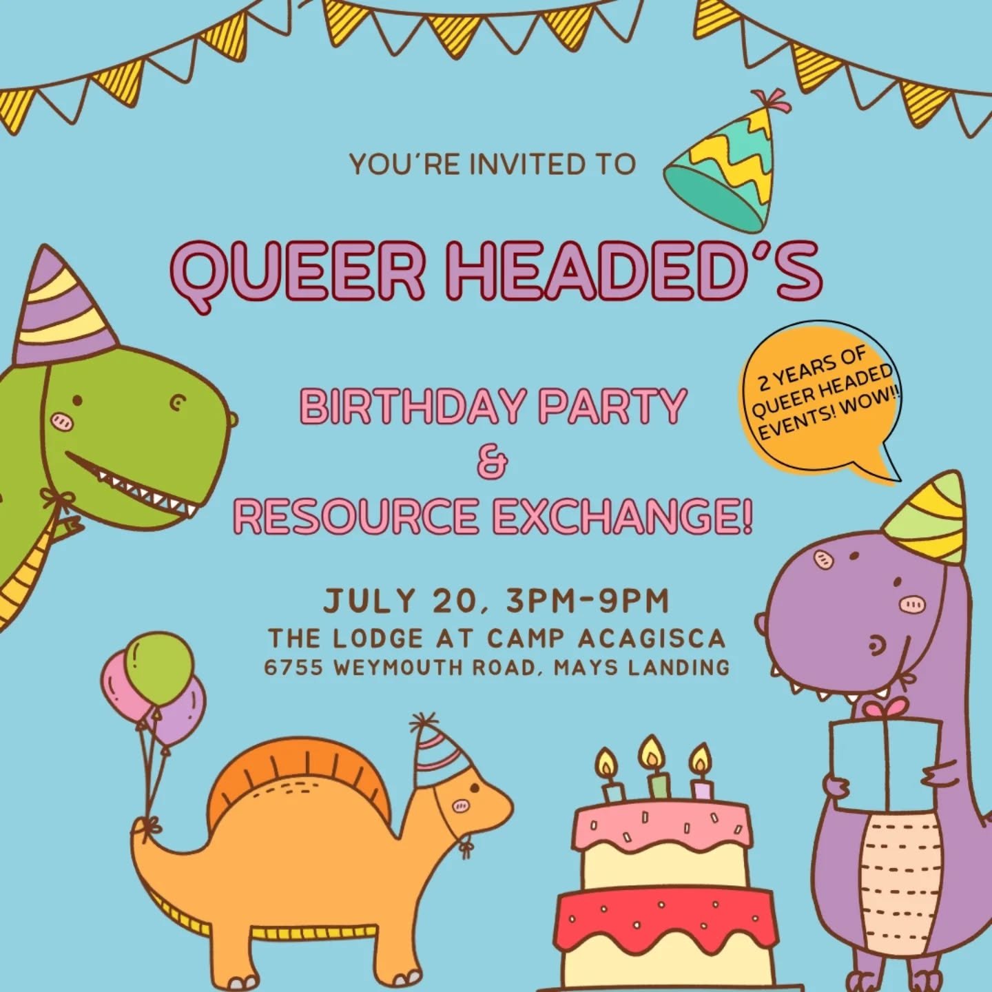 Come celebrate two years of Queer Headed events at Queer Headed's 2nd Birthday Party!! 🥳🥳🥳 After two years of running queer and sober events for and with the help of an amazing community of sweeties, we think it's time to celebrate (one month late