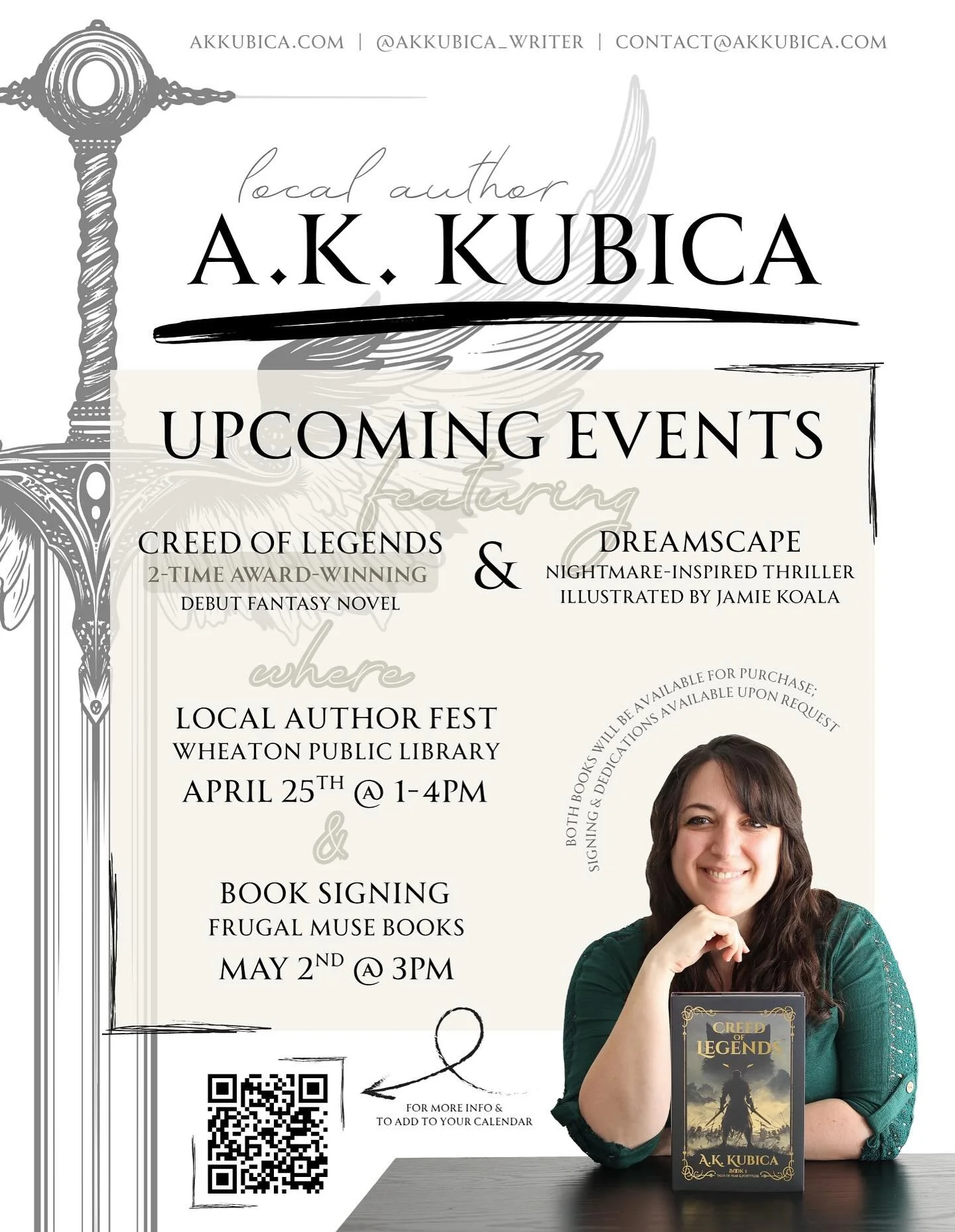 Exciting things are happening! 🤩😅

I&rsquo;m excited to announce a couple of local events that are coming up soon. I will be at Wheaton Public Library Local Author Fest on April 25th and The Frugal Muse in Darien on May 2nd.

I will be selling both
