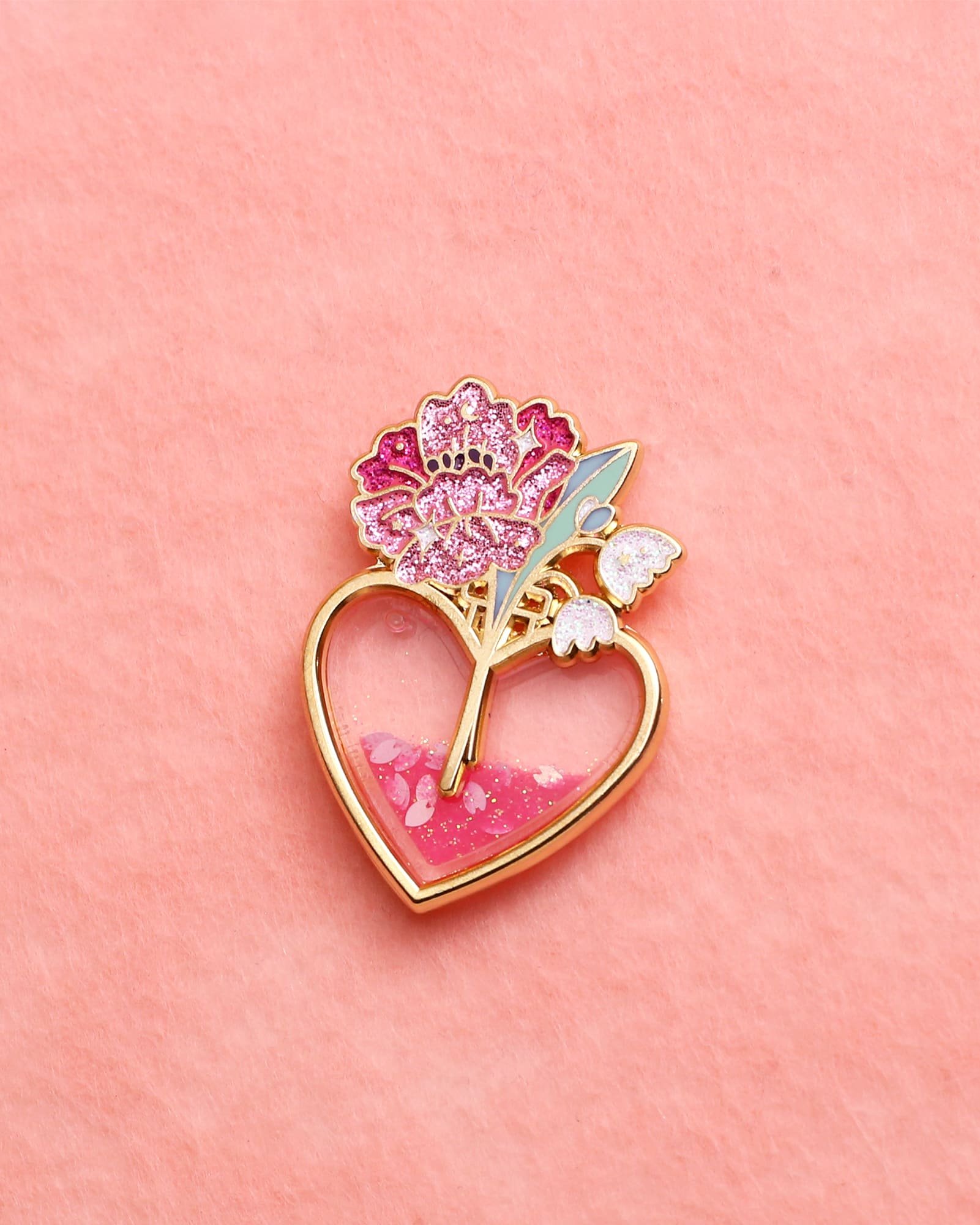 Pins - "Coeur liquide pailleté"