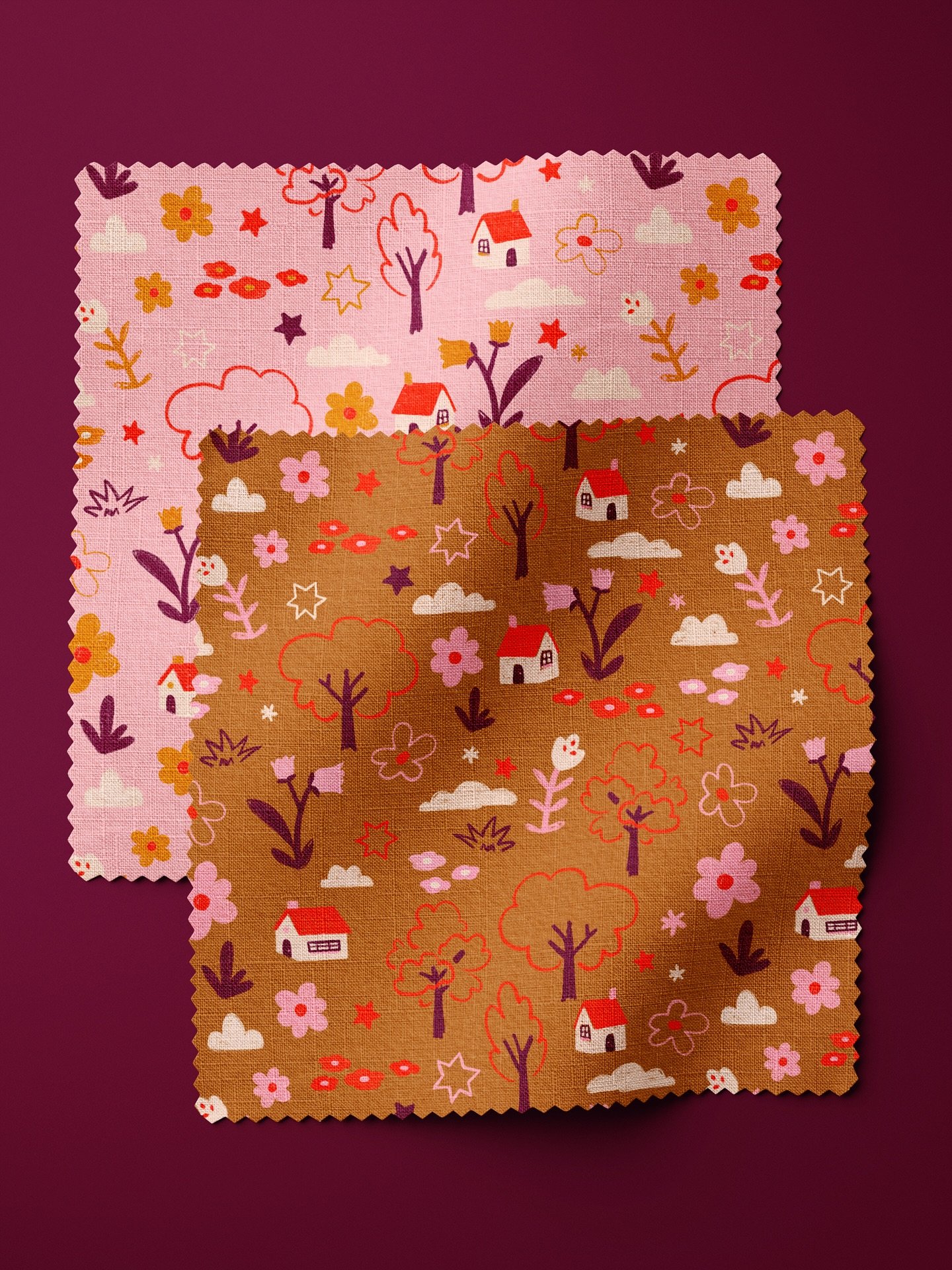 ☁️ &Agrave; d&eacute;faut de pouvoir profiter du soleil 😬 j&rsquo;ai dessin&eacute; un motif automnale r&eacute;confortant 🍁 j&rsquo;arrive pas &agrave; choisir, vous pr&eacute;f&eacute;rez la version caramel ou la rose ? 🦊🐷