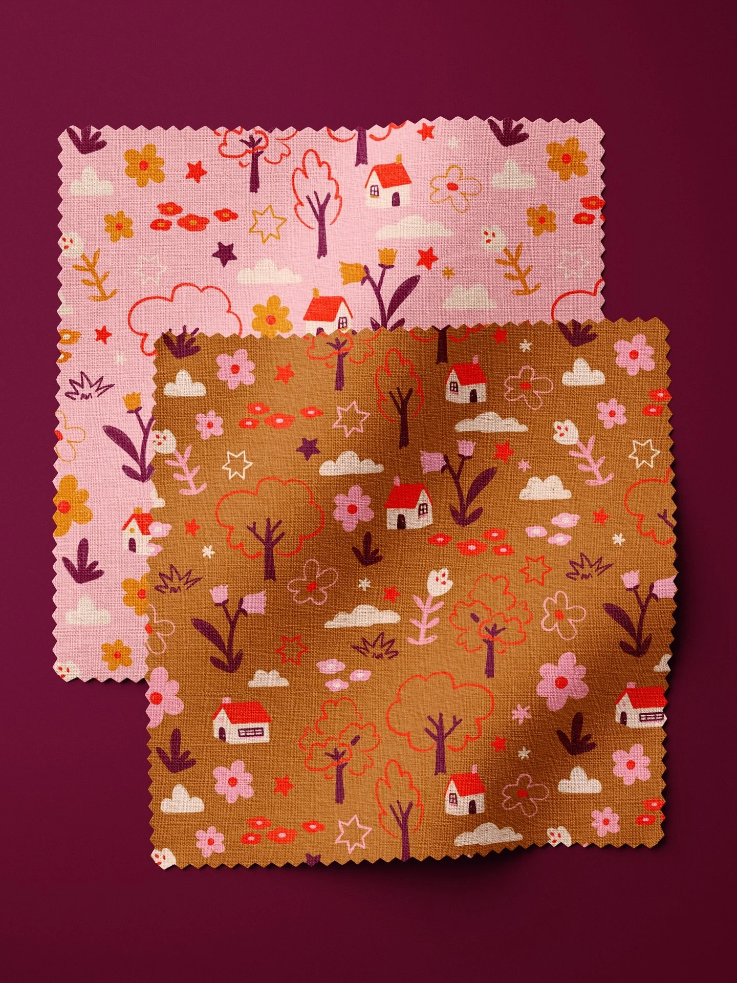 ☁️ &Agrave; d&eacute;faut de pouvoir profiter du soleil 😬 j&rsquo;ai dessin&eacute; un motif automnale r&eacute;confortant 🍁 j&rsquo;arrive pas &agrave; choisir, vous pr&eacute;f&eacute;rez la version caramel ou la rose ? 🦊🐷