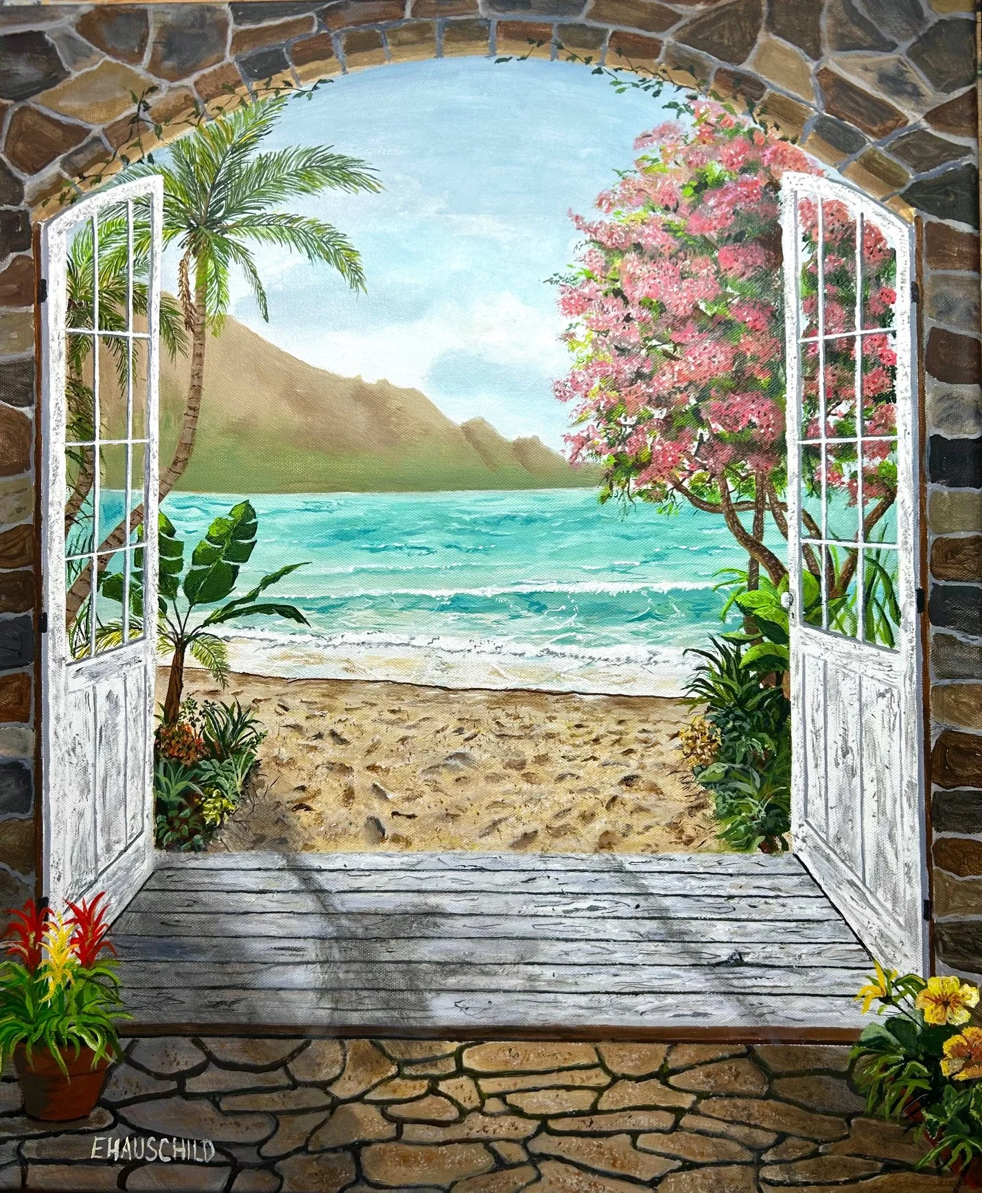 Stepping out on the Beach  24"x 20"