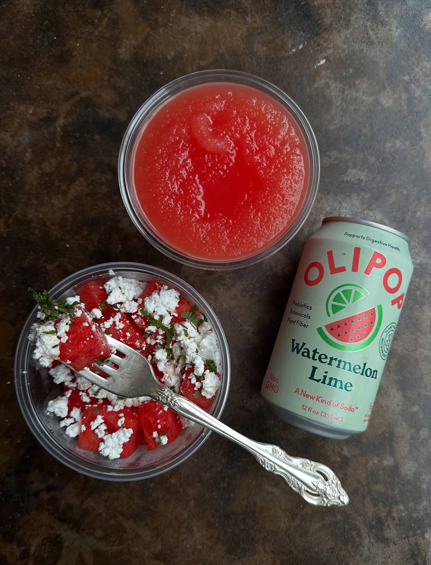 Watermelon season! We&rsquo;re celebrating early with some new specials 🍉🌟 // watermelon feta salad, frozen watermelon lemonade, and our favorite, watermelon lime @drinkolipop. Try any one of these to kickstart your summer (and beat the heat!)