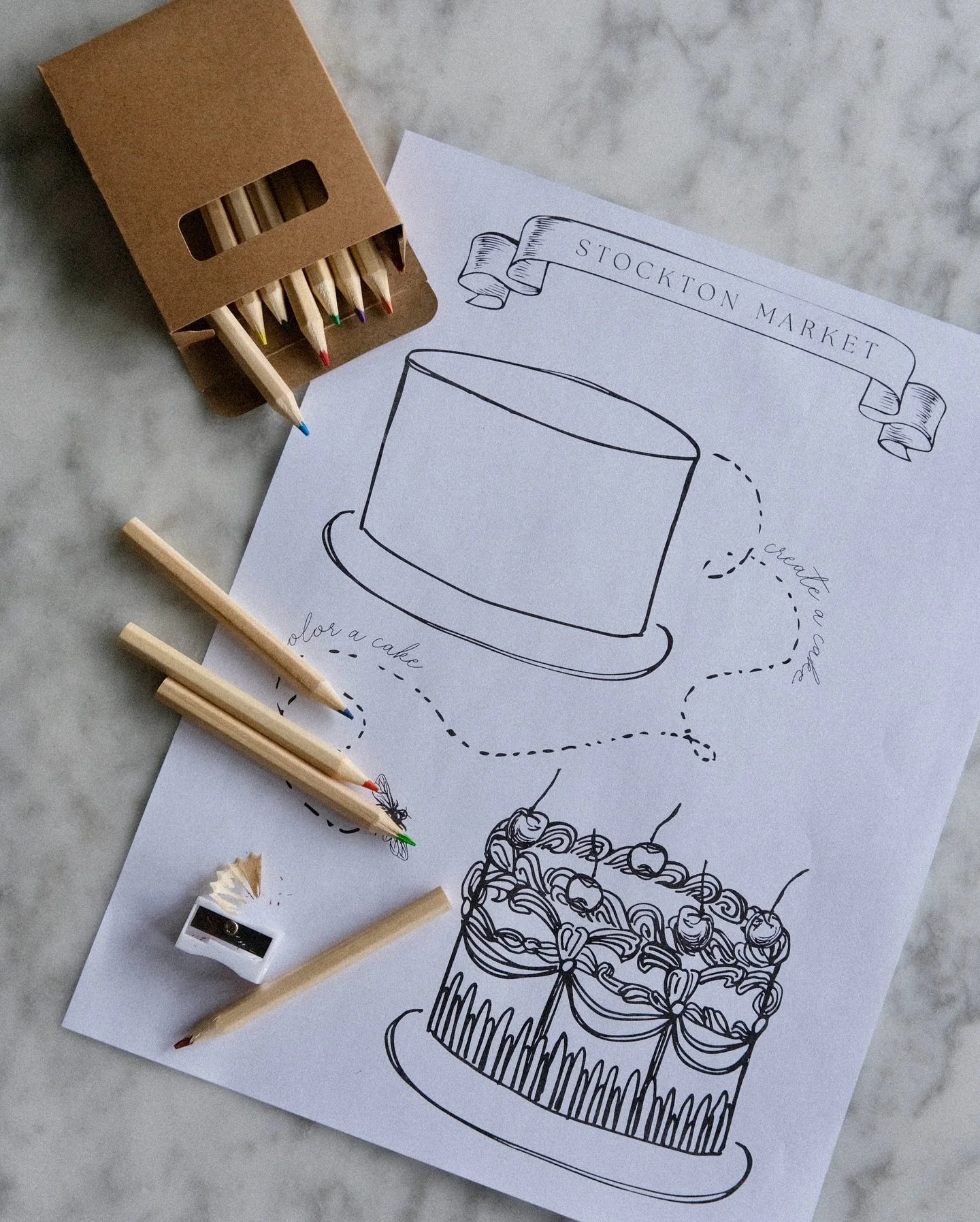 For kids of all ages who are dining in-house, we are now offering Stockton Market coloring pages! Complete with 12 colored pencils, a sharpener, eraser, and two coloring pages, we are happy to have an activity for your littles (or adults - we aren&rs