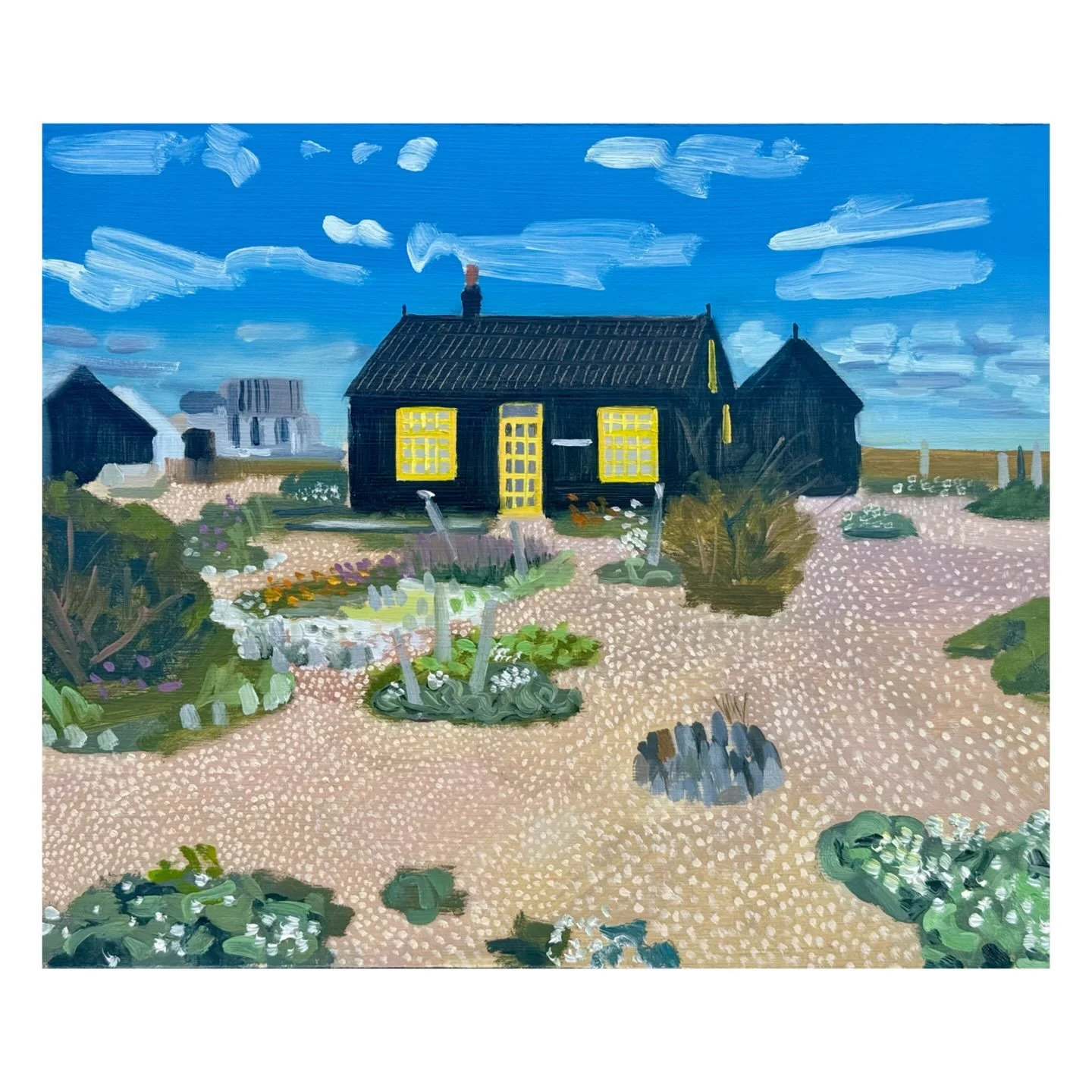 Prospect Cottage, oil on board, 30x26cm, 26

This was my final stop of my caravan trip on from Hastings, going to Derek Jarman&rsquo;s Prospect Cottage in Dungeness. It was a lovely day and walked around his garden with the nuclear power station in t