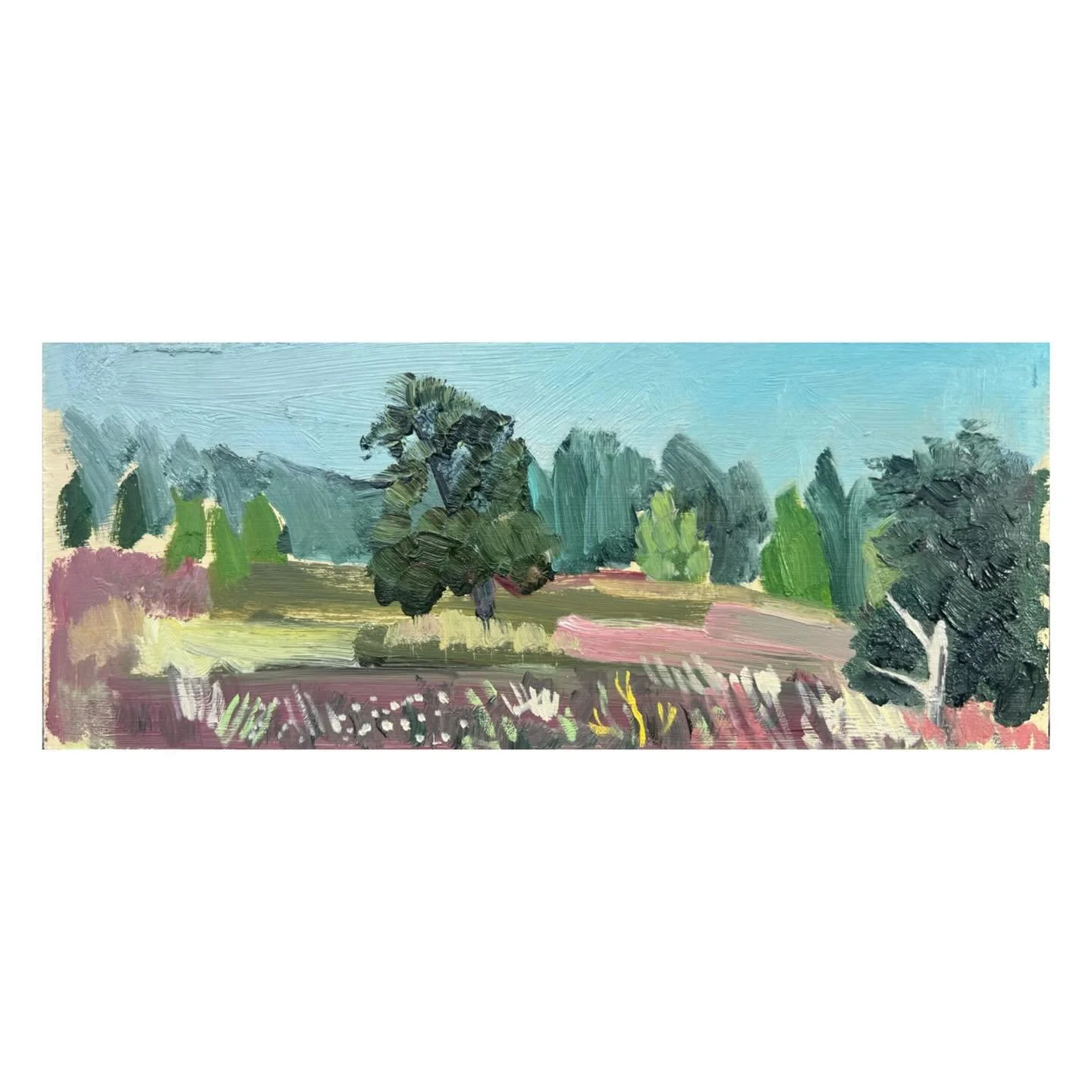 Lavington Common, 30x13cm, oil on board, 26

These two paintings are quick sketches of Lavington Common in Sussex that I did after Ivon Hitchens who came here from London after his studio was damaged in the blitz. It is a lovely bit of land now owned