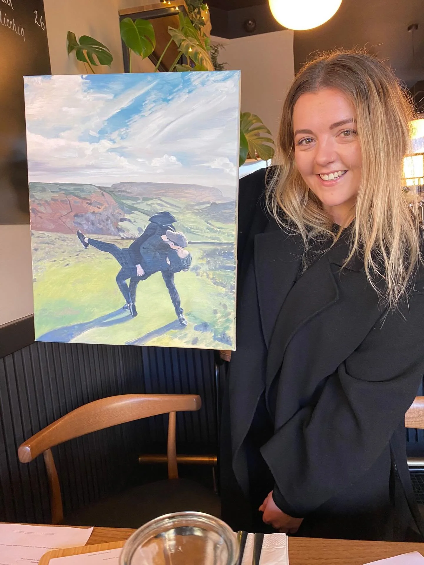 Ellen with her commission that she gave me to paint of her and now husband kissing on a Welsh hill top

#portraitcommissions #georgejhardingportraits #ukportraitpainter #ukportraitartist #portraitpaintinguk