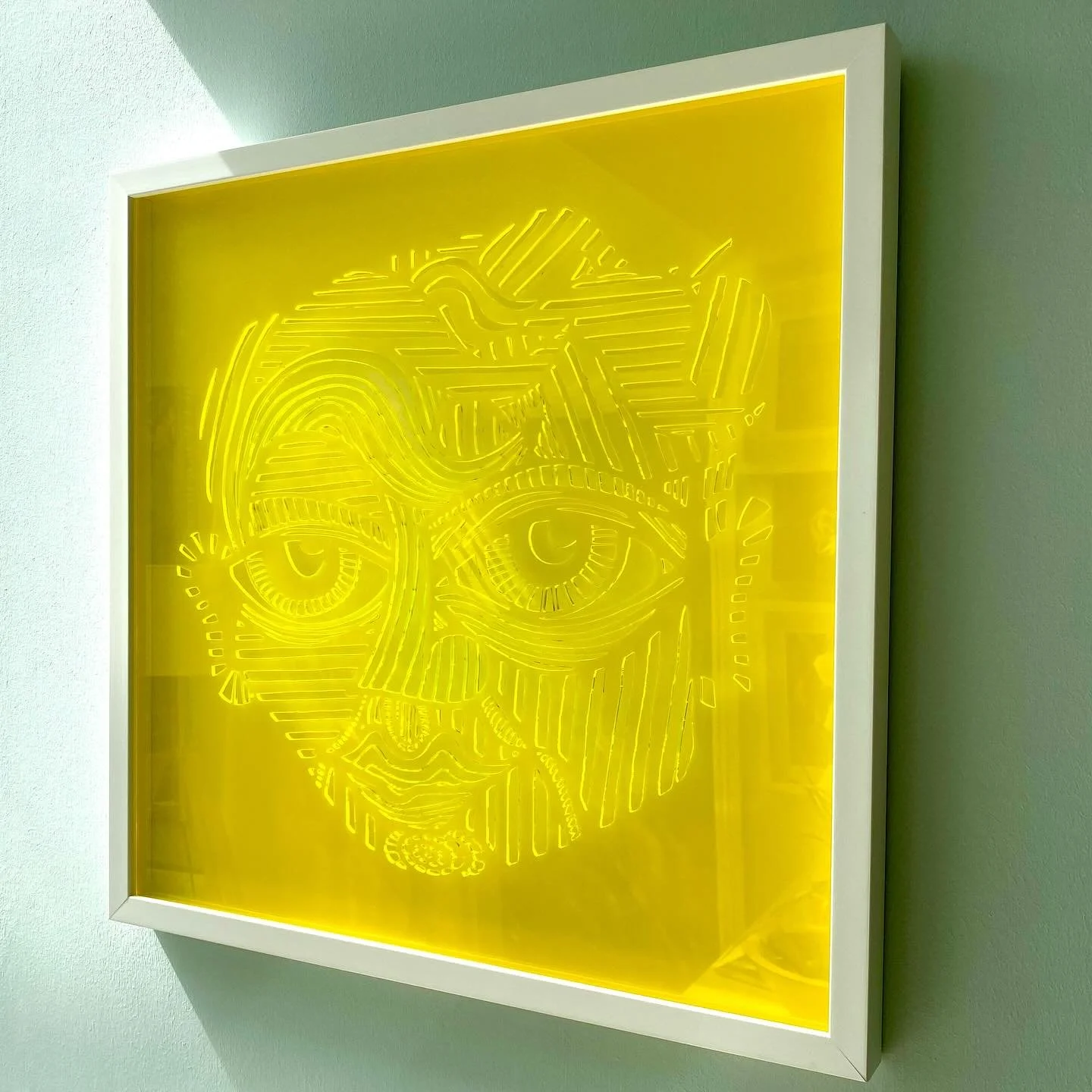Yellow perspex stencil with anti reflective glass 50x50x5cm

#stencil #perspexart #hardiestreetart #bristolgraf #ukgrafscene #popartuk #facestencil #bristolartist #bristolart