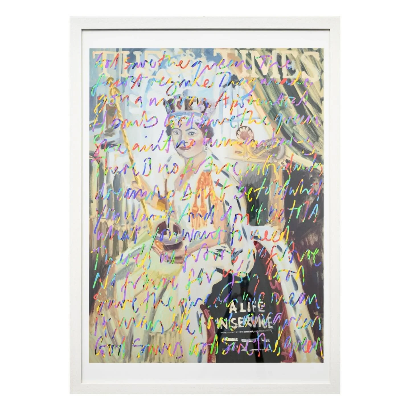 Queen obituary print with sex pistols lyrics printed over the top. Let me know if you&rsquo;d like one. They are &pound;250 printed at A1 and framed. 

#hardiestreetart #godsavethequeen #sexpistolslyrics #sexpistols #A1printforsale #printsforsalebyar
