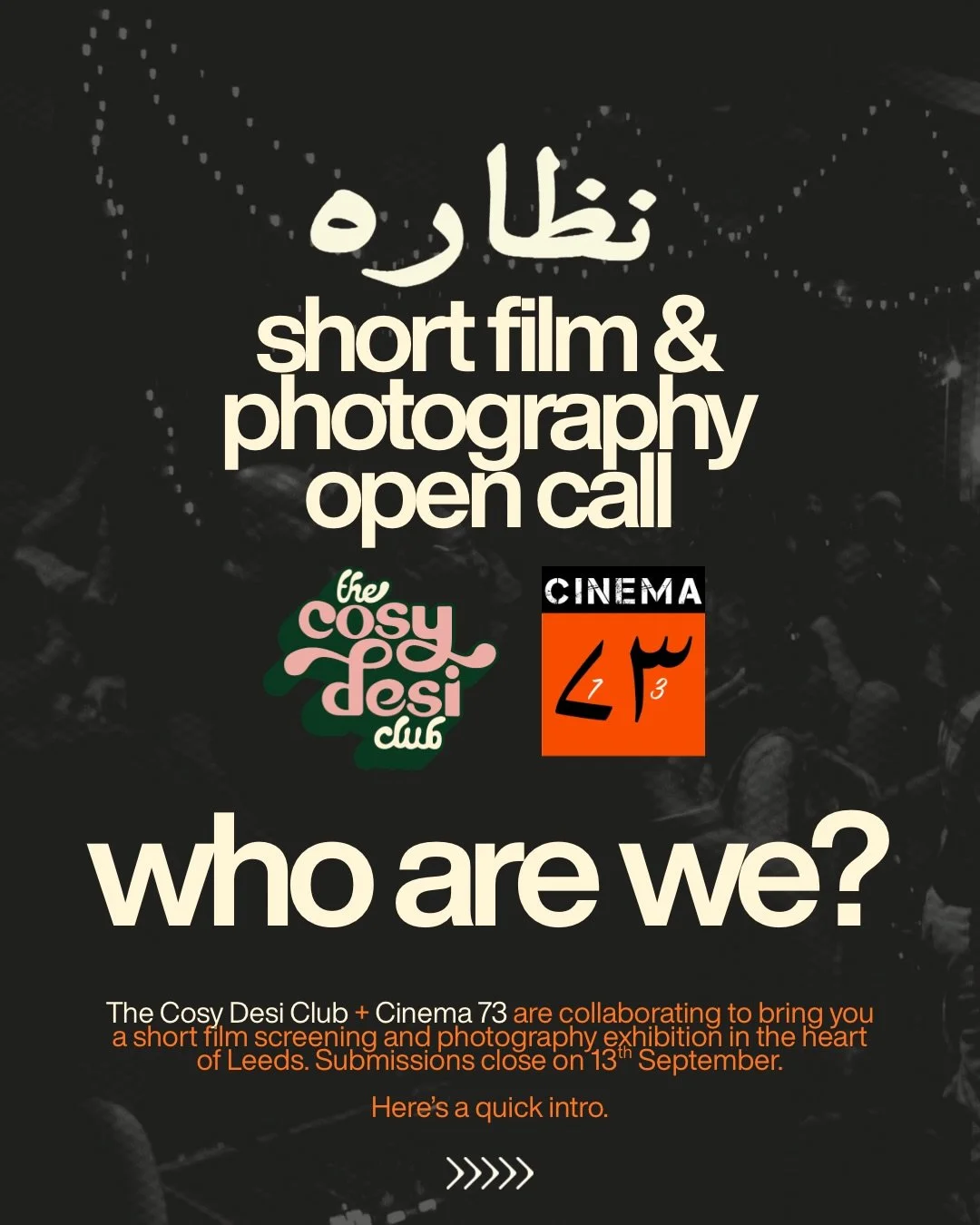 From the Karachi seaside to the mills of West Yorkshire, our cities have been linked through trade, labor, and movement for over a century. NAZARA brings Cosy Desi Club @cosydesiclub and Cinema 73 @cinema.73 together to honor that shared history. 🧡?